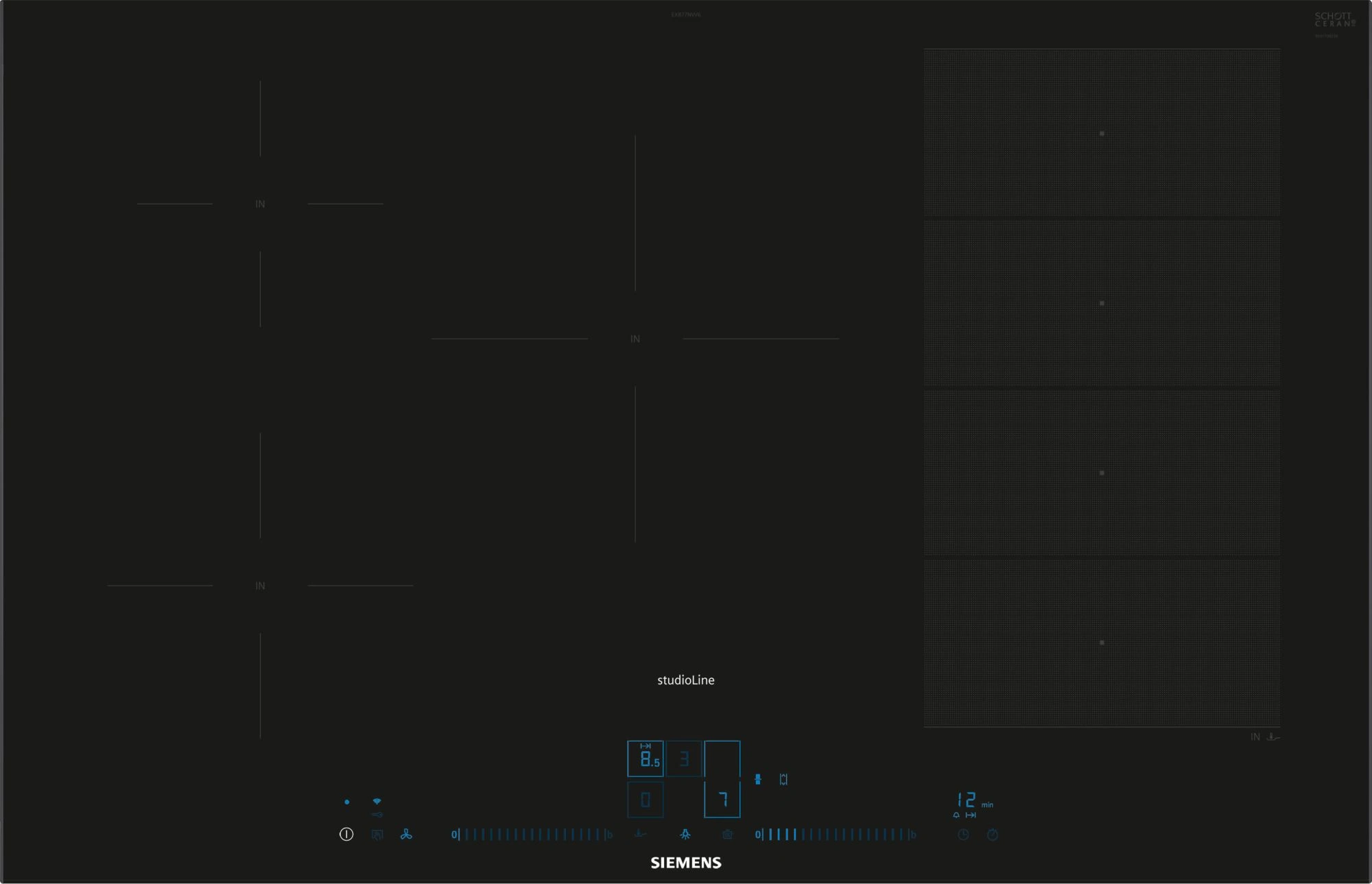 Siemens studioLine EX877NVV6E Einbau-Induktionskochfeld Schwarz Siemens studioLine EX877NVV6E Einbau-Induktionskochfeld Schwarz