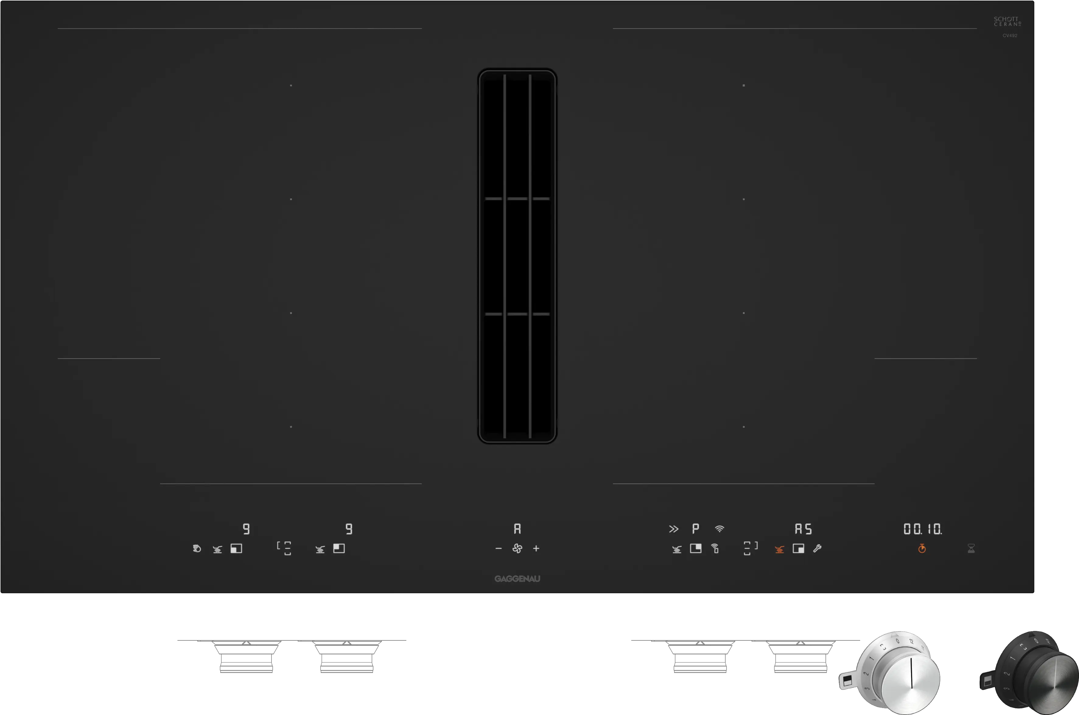 Gaggenau CV492105M Induktionskochfeld mit integriertem Wrasenabzug Schwarz matt