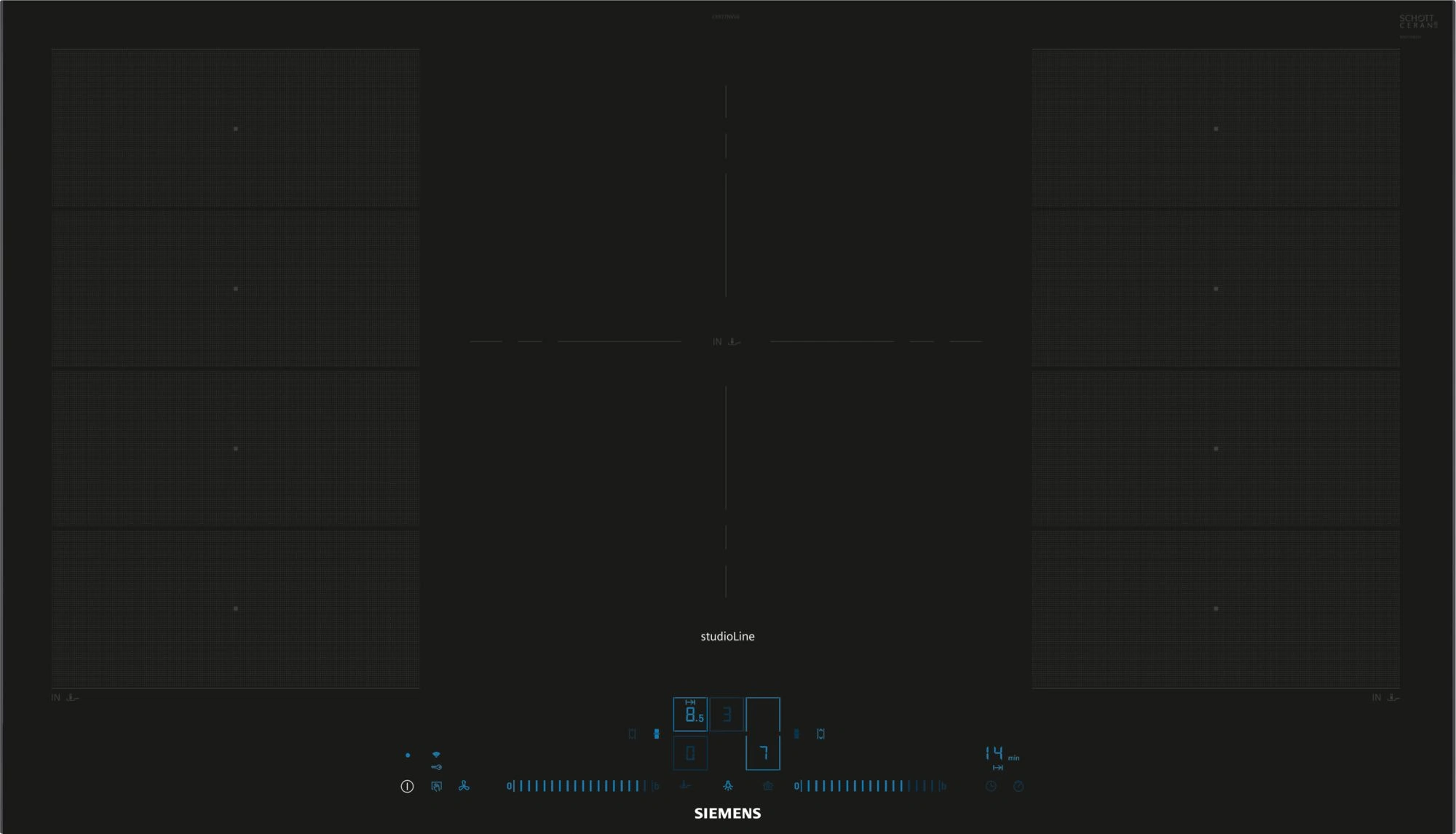 Siemens studioLine EX977NVV6E Einbau-Induktionskochfeld Schwarz Siemens studioLine EX977NVV6E Einbau-Induktionskochfeld Schwarz