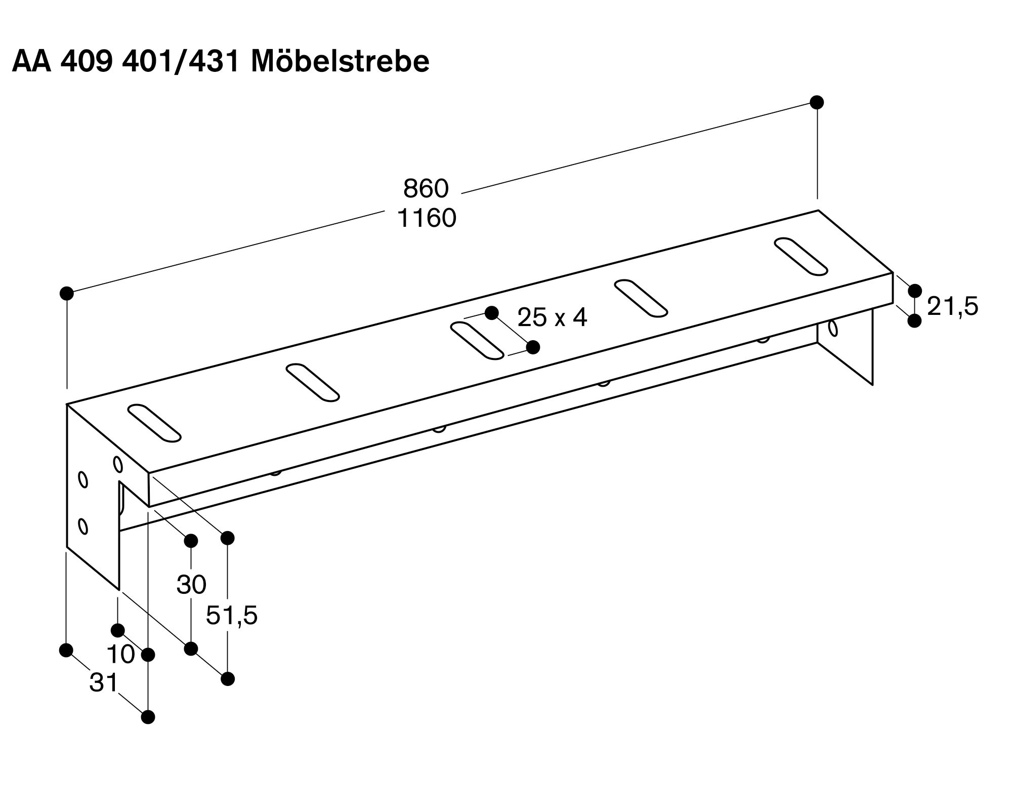 Gaggenau AA409431 Möbelstrebe 