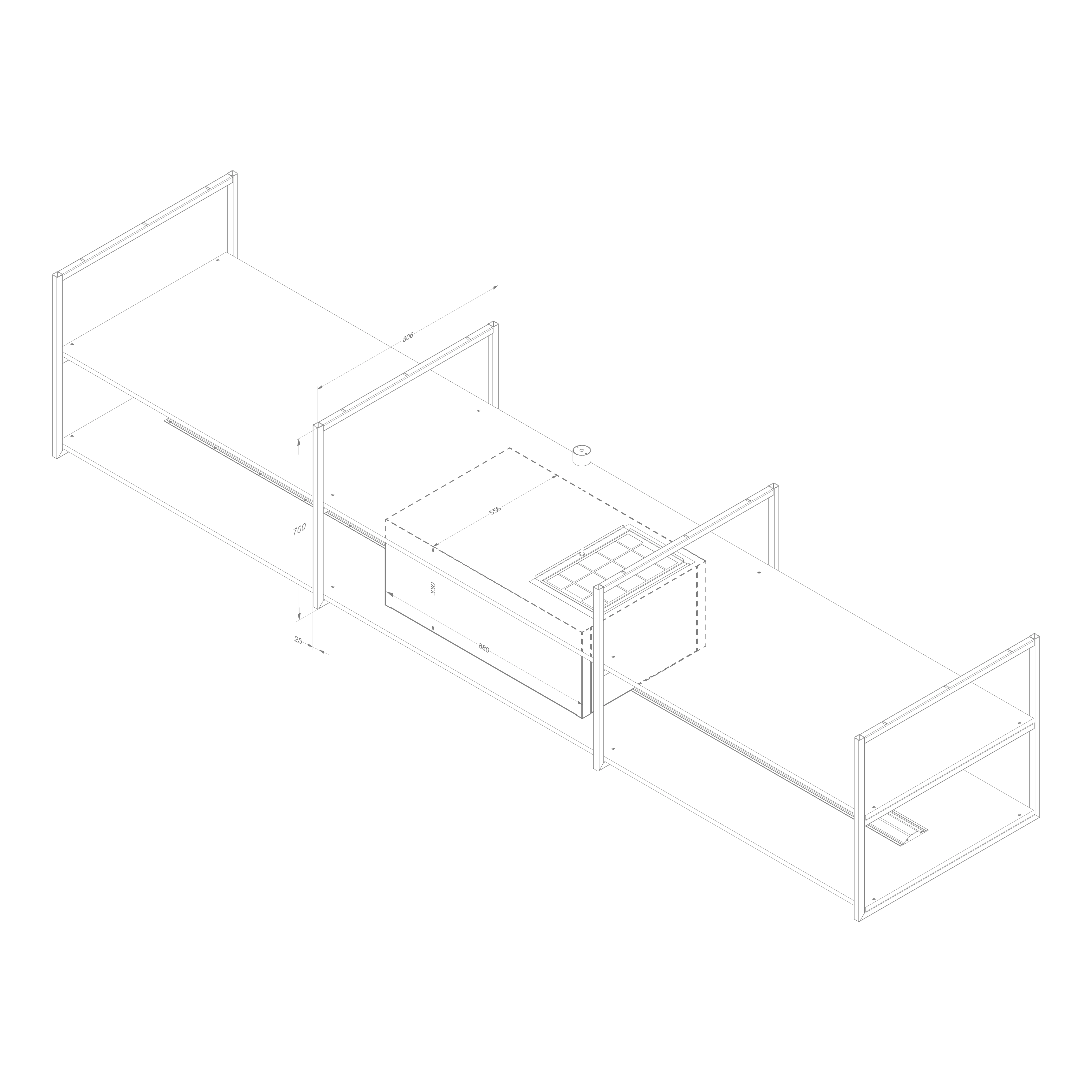 Novy Pureline Frame 90 Insel-Dunstabzugshaube Schwarz 15005