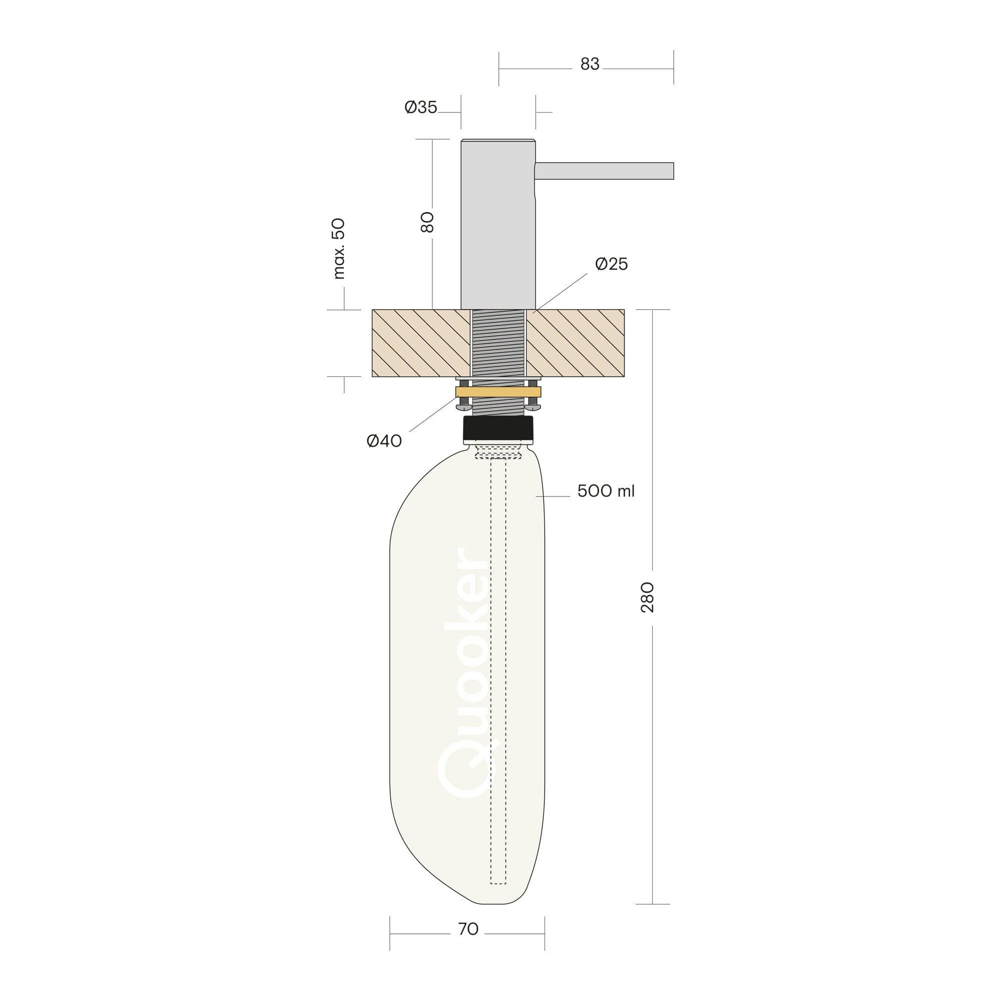 Quooker SEIFBLK Einbau-Seifenspender Schwarz