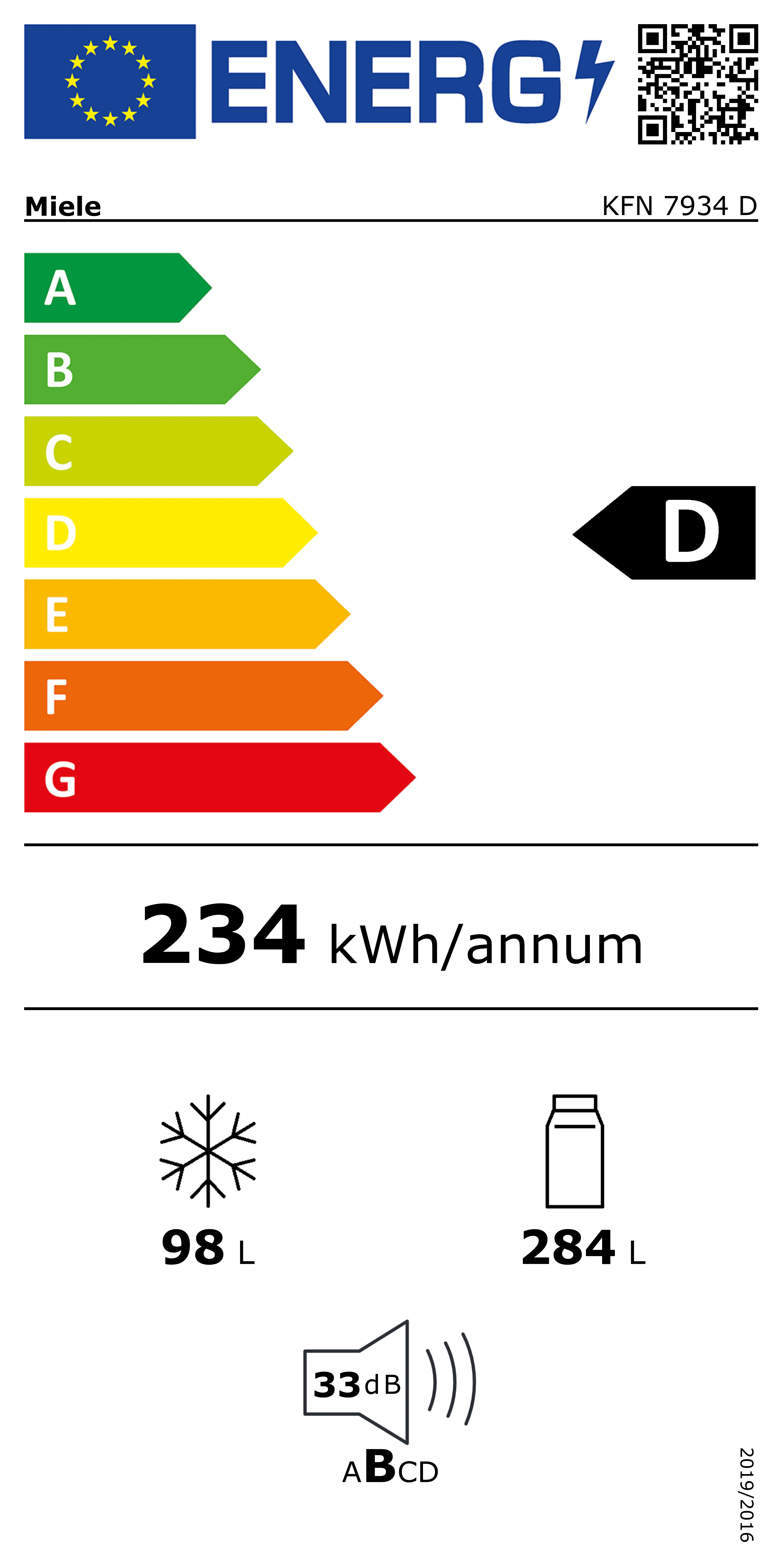 Energy Class D - Full EU energy label