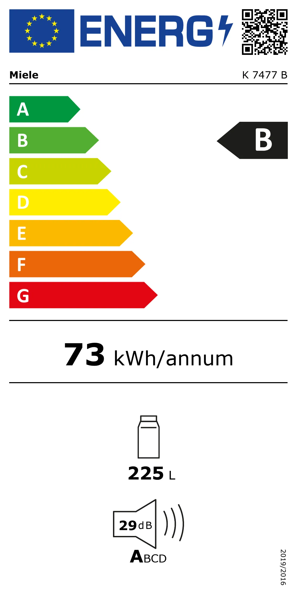 Energy Class B - Full EU energy label