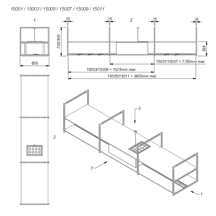 Novy Pureline Frame 90 Insel-Dunstabzugshaube Schwarz 15003