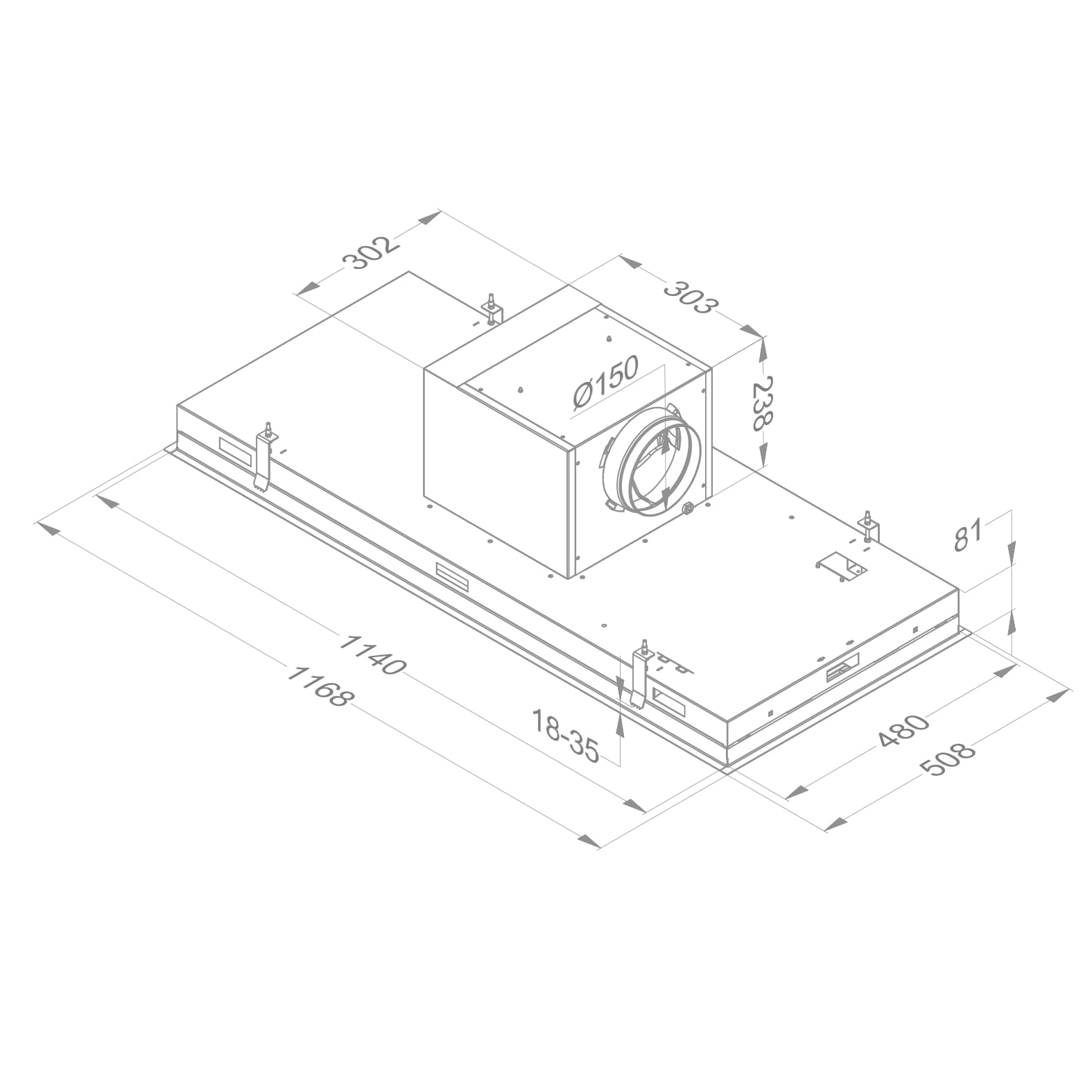 Novy Pureline 6840 Deckenhaube Edelstahl