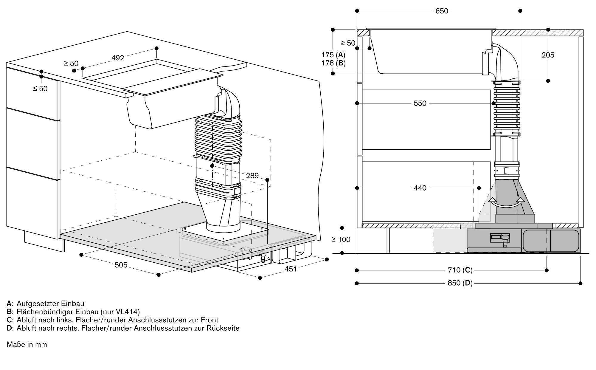Gaggenau VL414112 Muldenlüftung Edelstahl