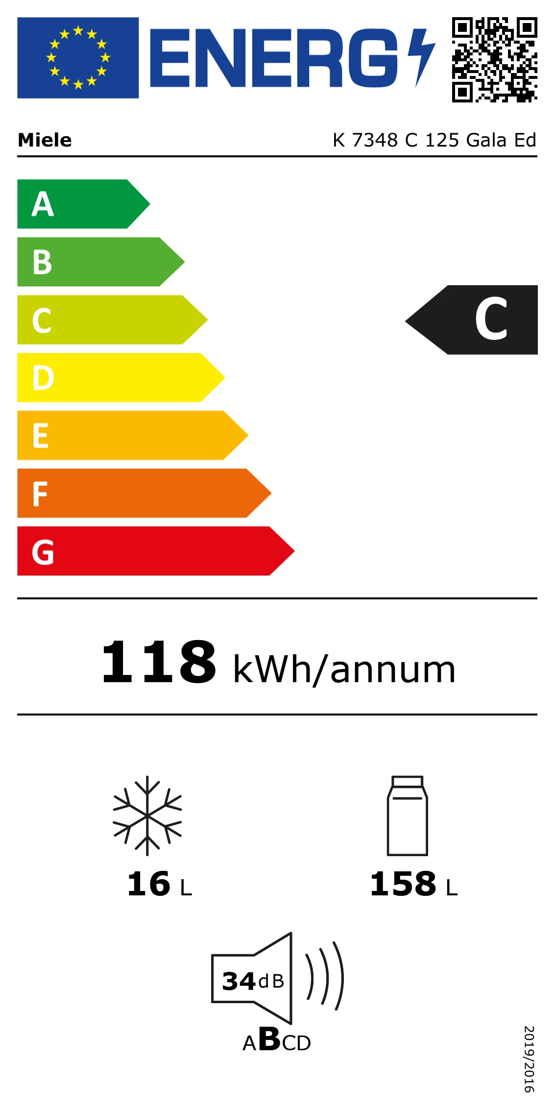 Energy Class C - Full EU energy label