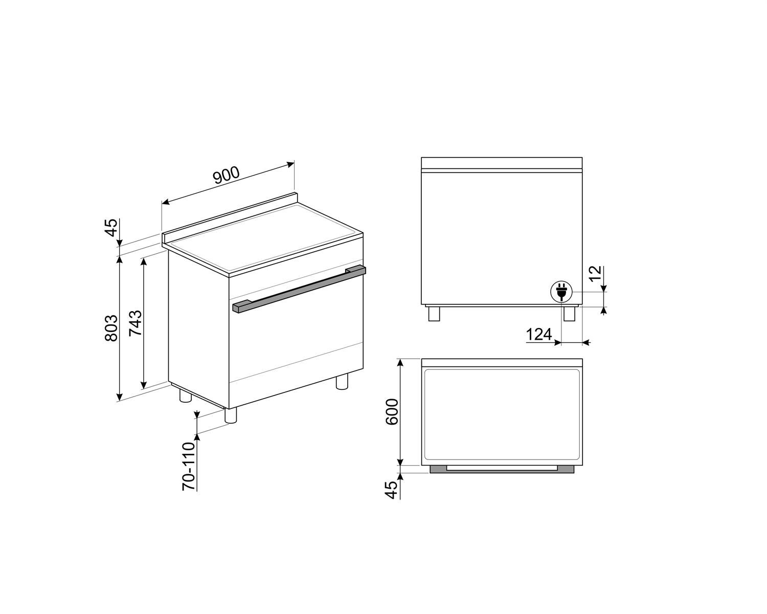 Smeg CPF9IPBL Stand-Herd Schwarz