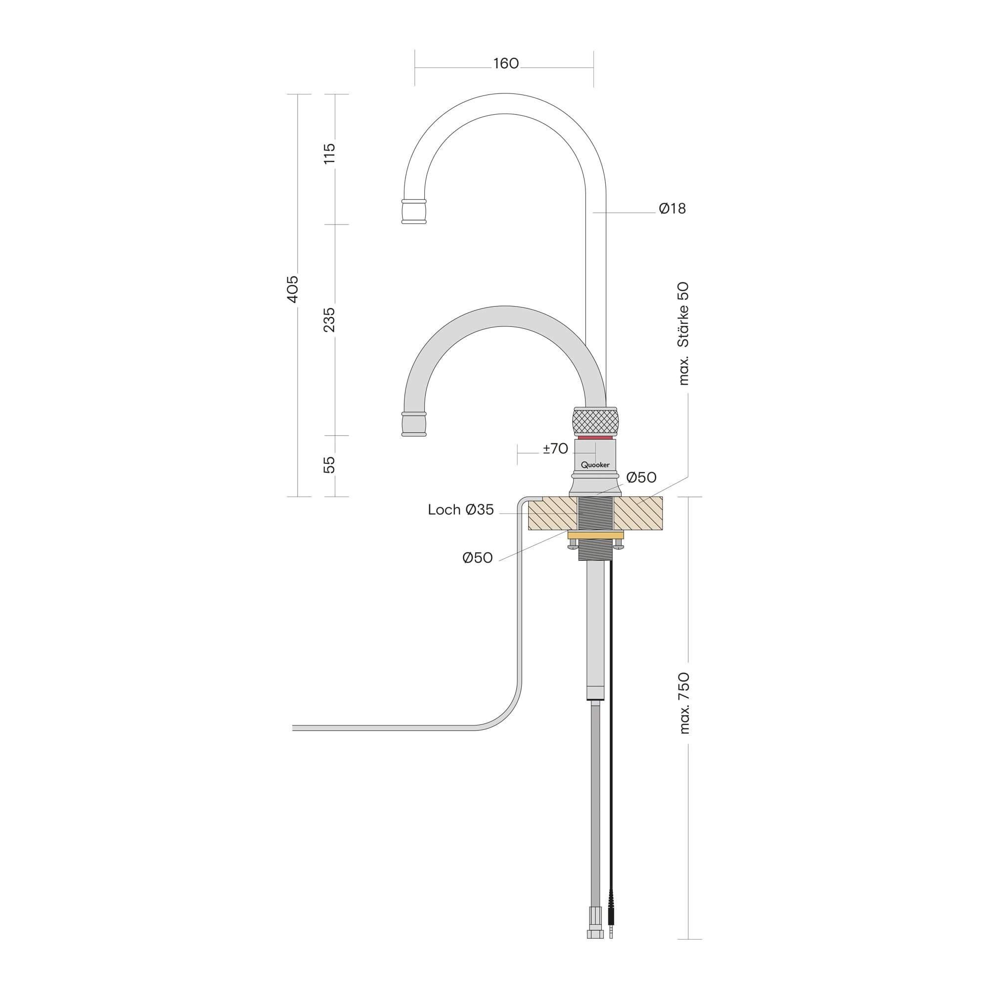 Quooker 22+CNRNICCUBE Armatur Nickel