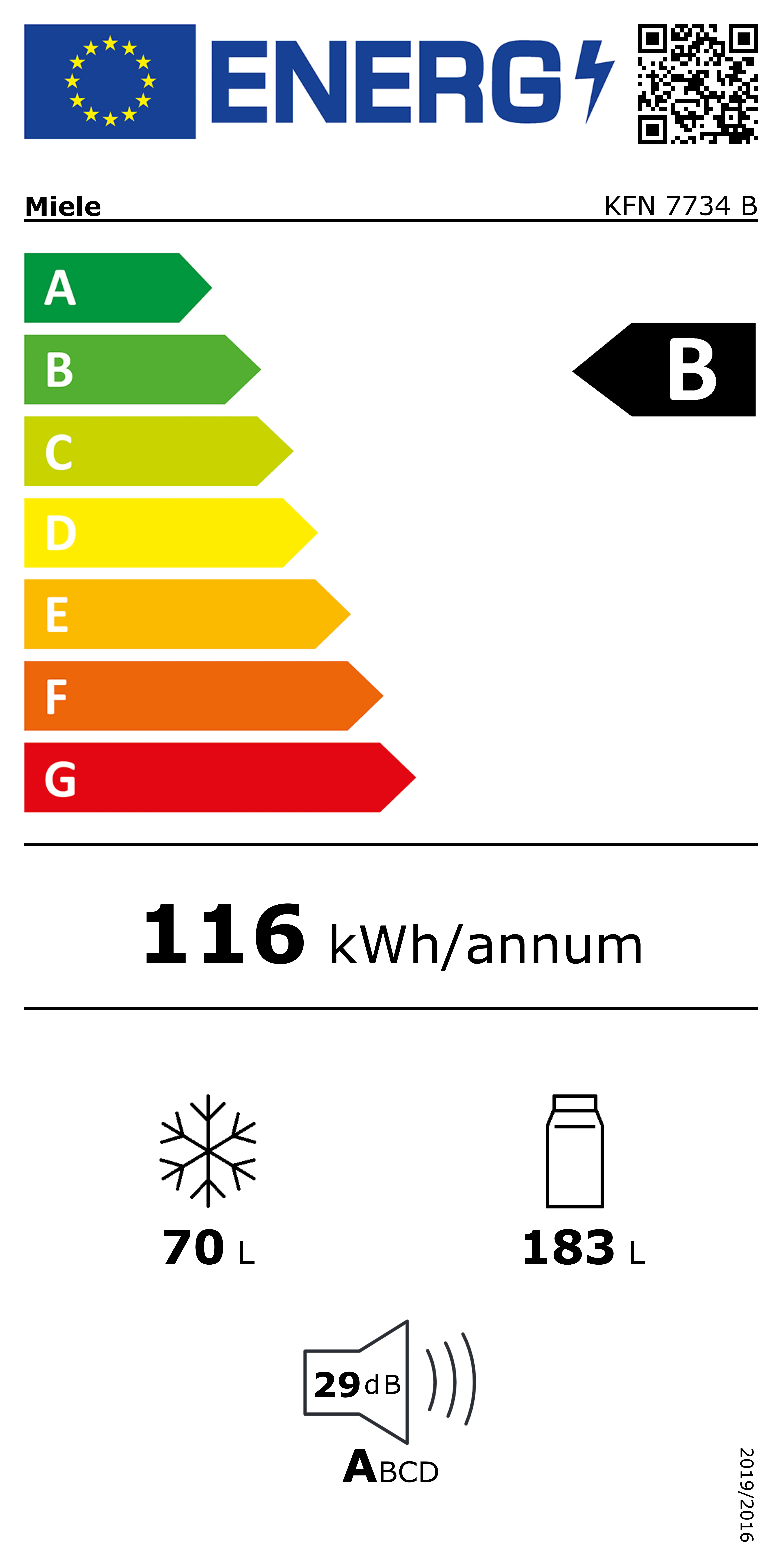 Energy Class B - Full EU energy label