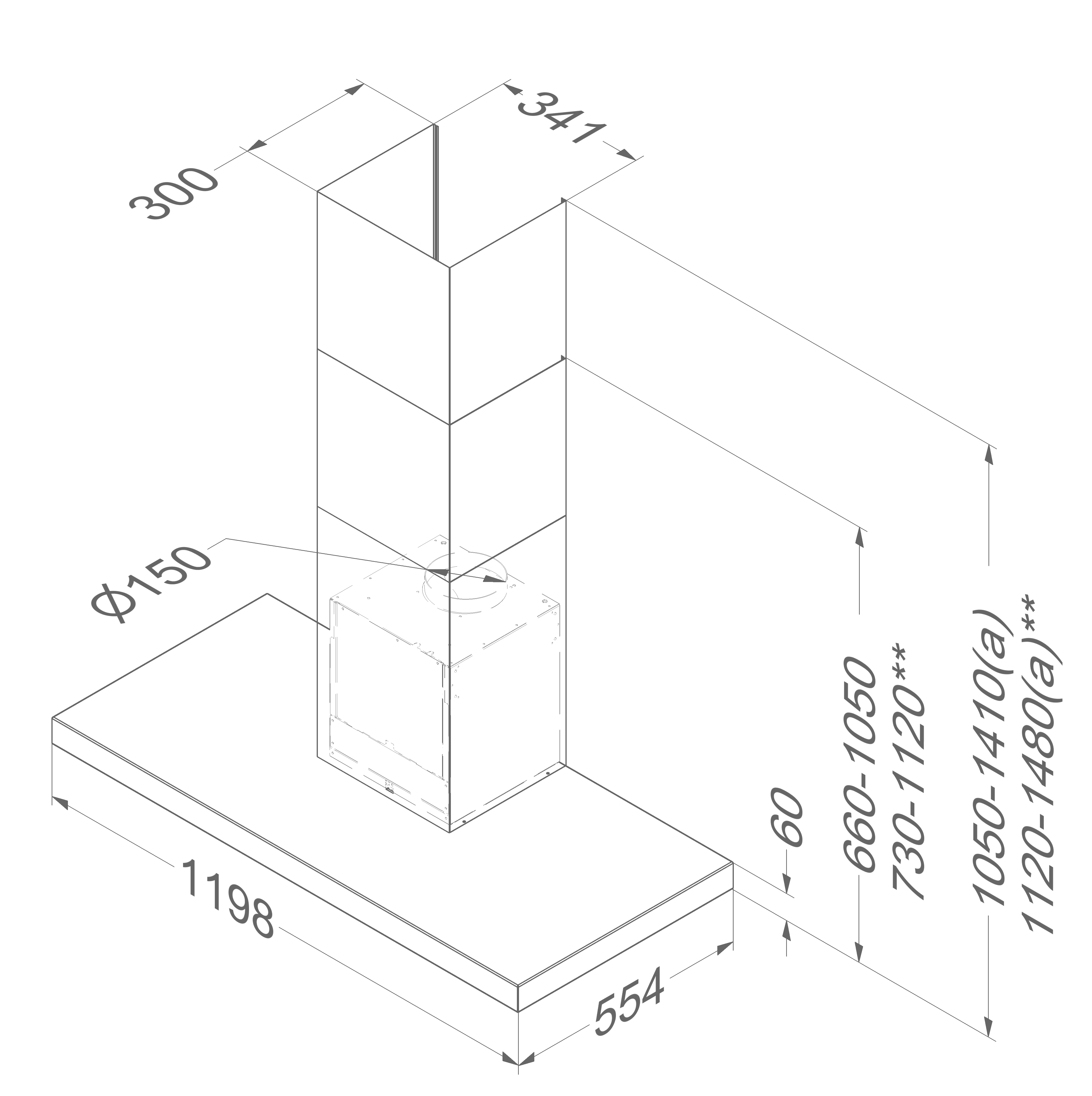 Novy Flat'line 7610 Wandhaube Edelstahl