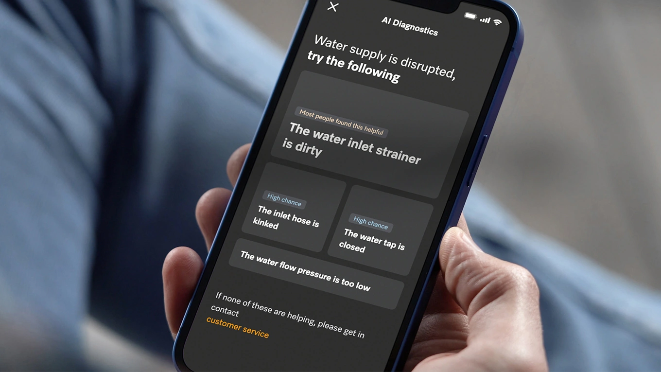 miele ai diagnostics miele ai diagnostics in der miele app auf einem smartphone