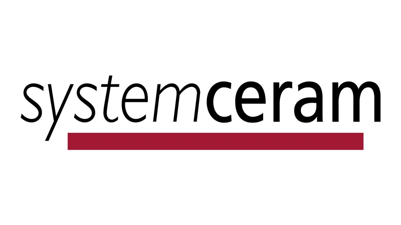 Systemceram Logo schwarzes systemceram logo mit rotem strich unterm schriftzug