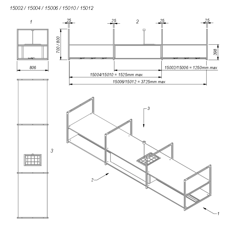 Novy Pureline Frame 120 Insel-Dunstabzugshaube Schwarz 15002