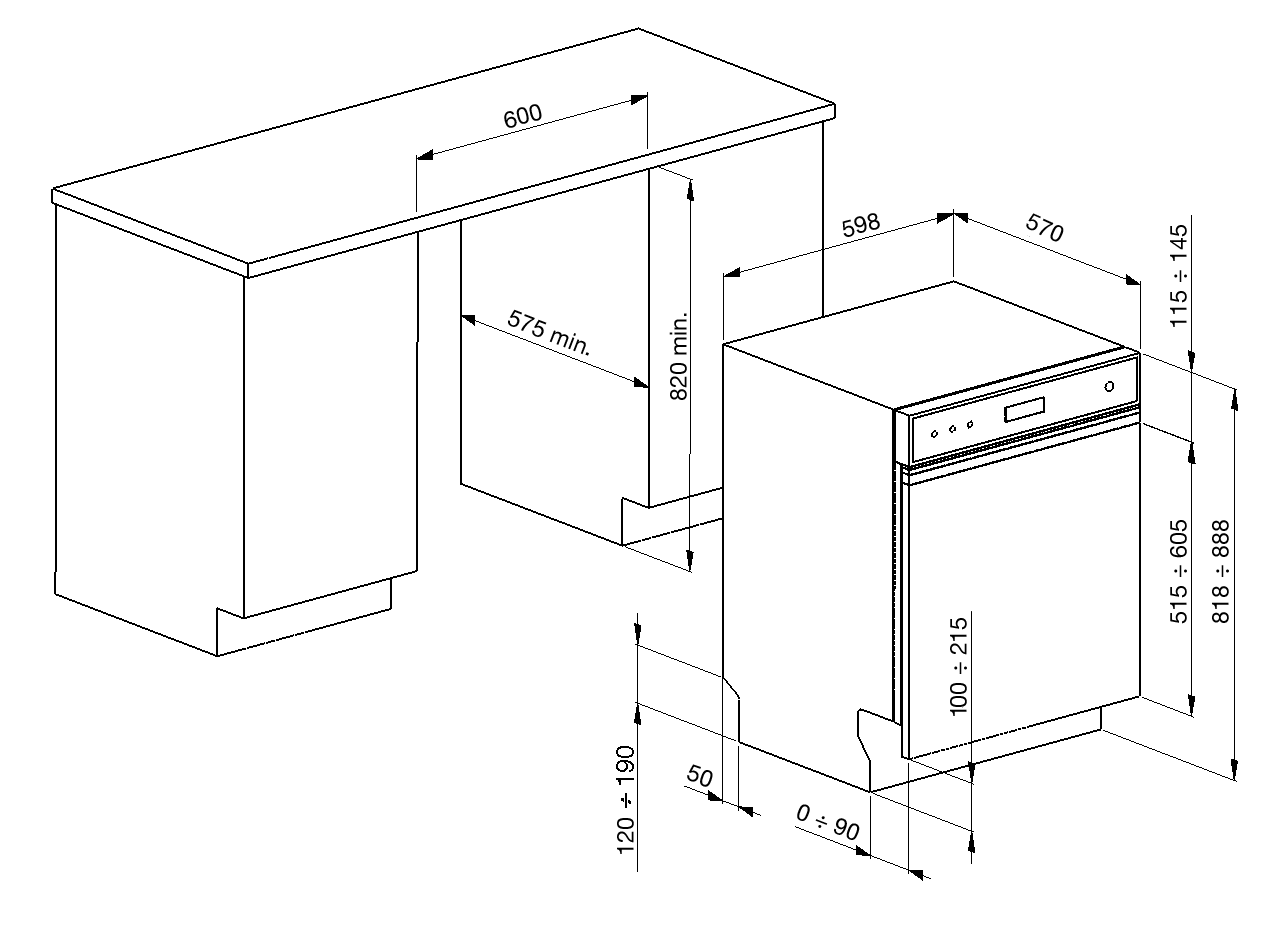 Smeg PL234CXDE Teilintegrierter Geschirrspüler Edelstahl