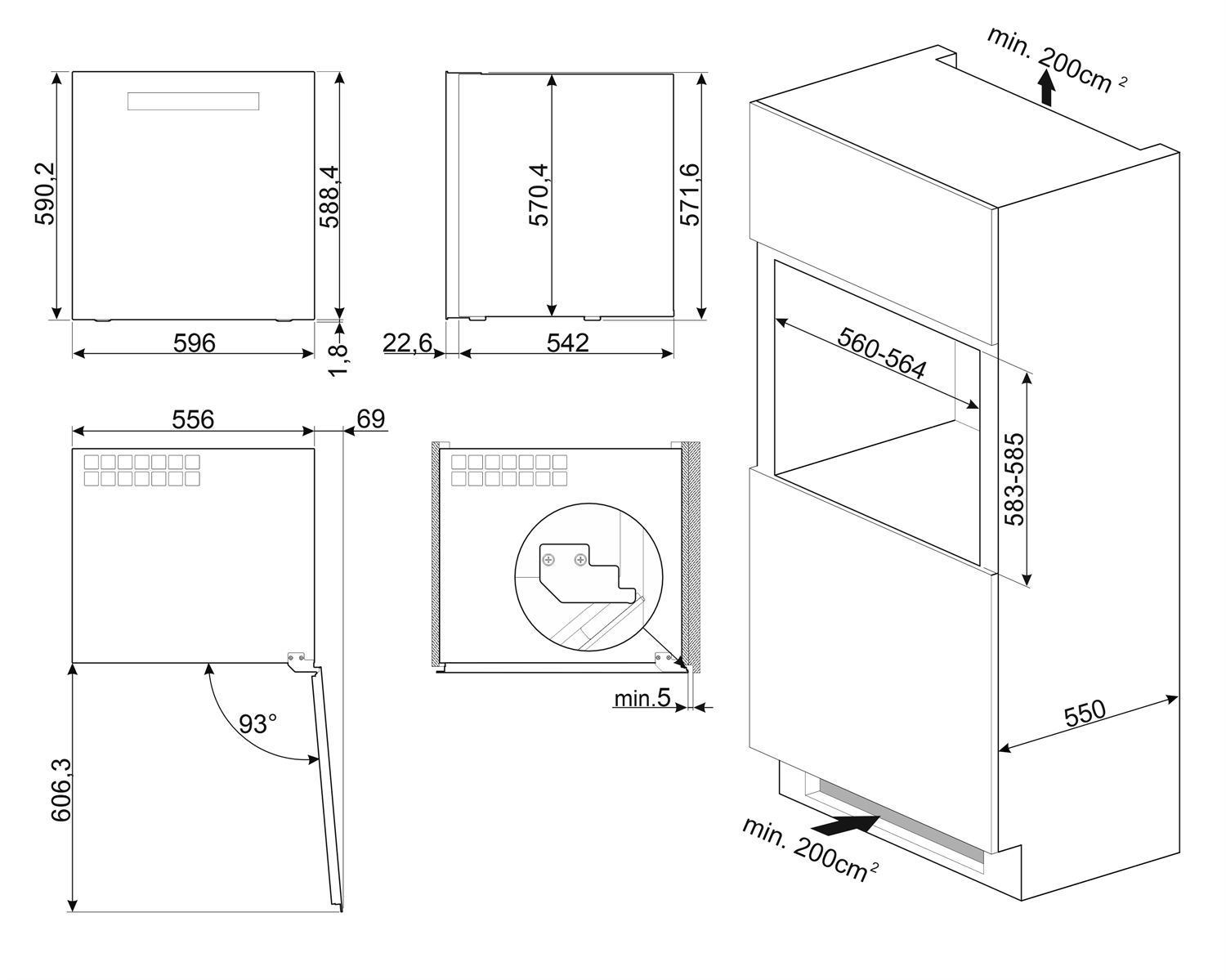 Smeg CVI129G Einbau-Weinklimaschrank Neptune Grey