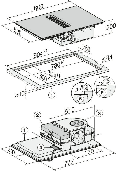 Miele KMDA 7272 FL-U Silence Induktionskochfeld mit integriertem Wrasenabzug Schwarz