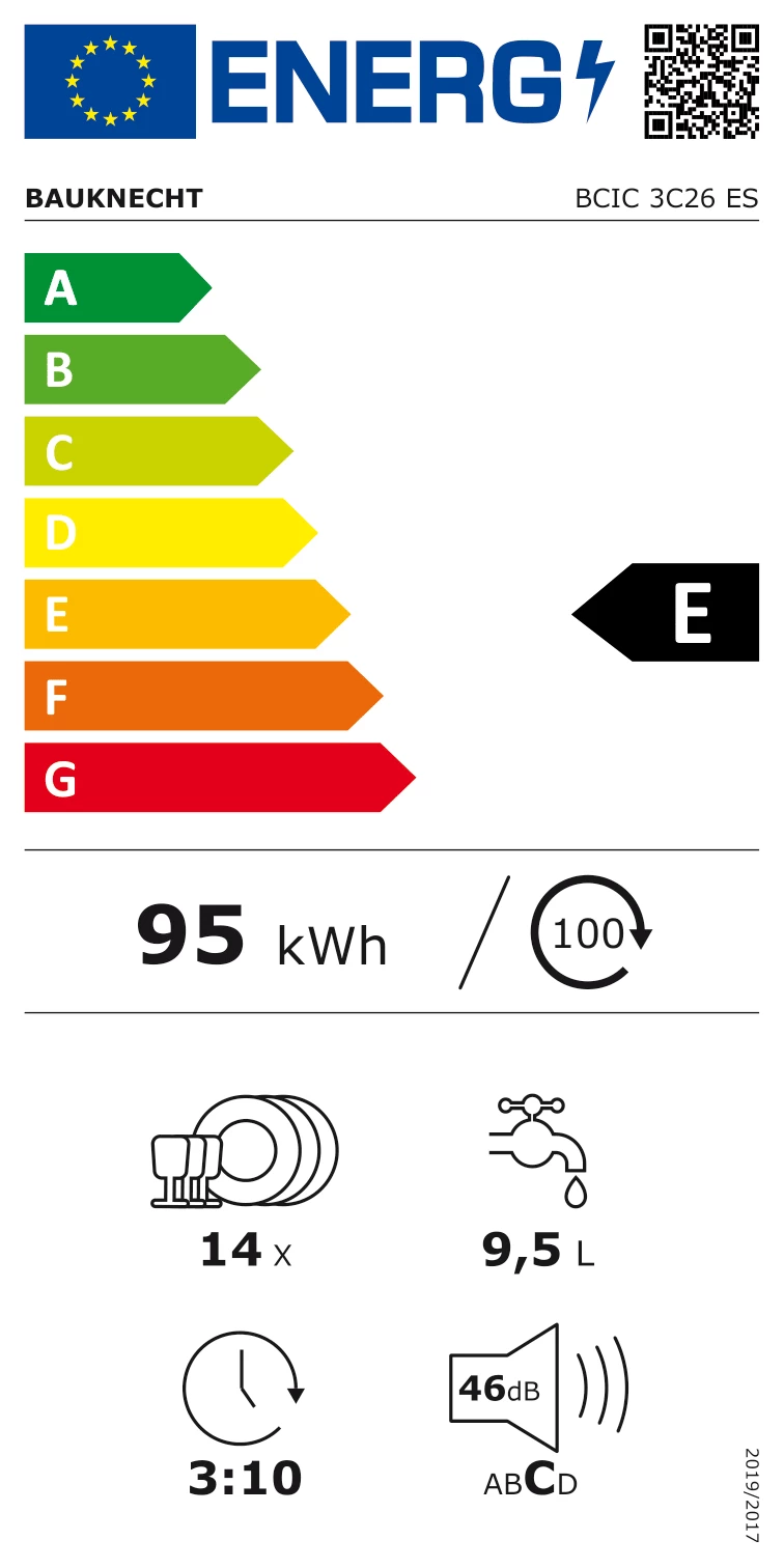 Energieklasse E - Vollständiges EU-Energielabel