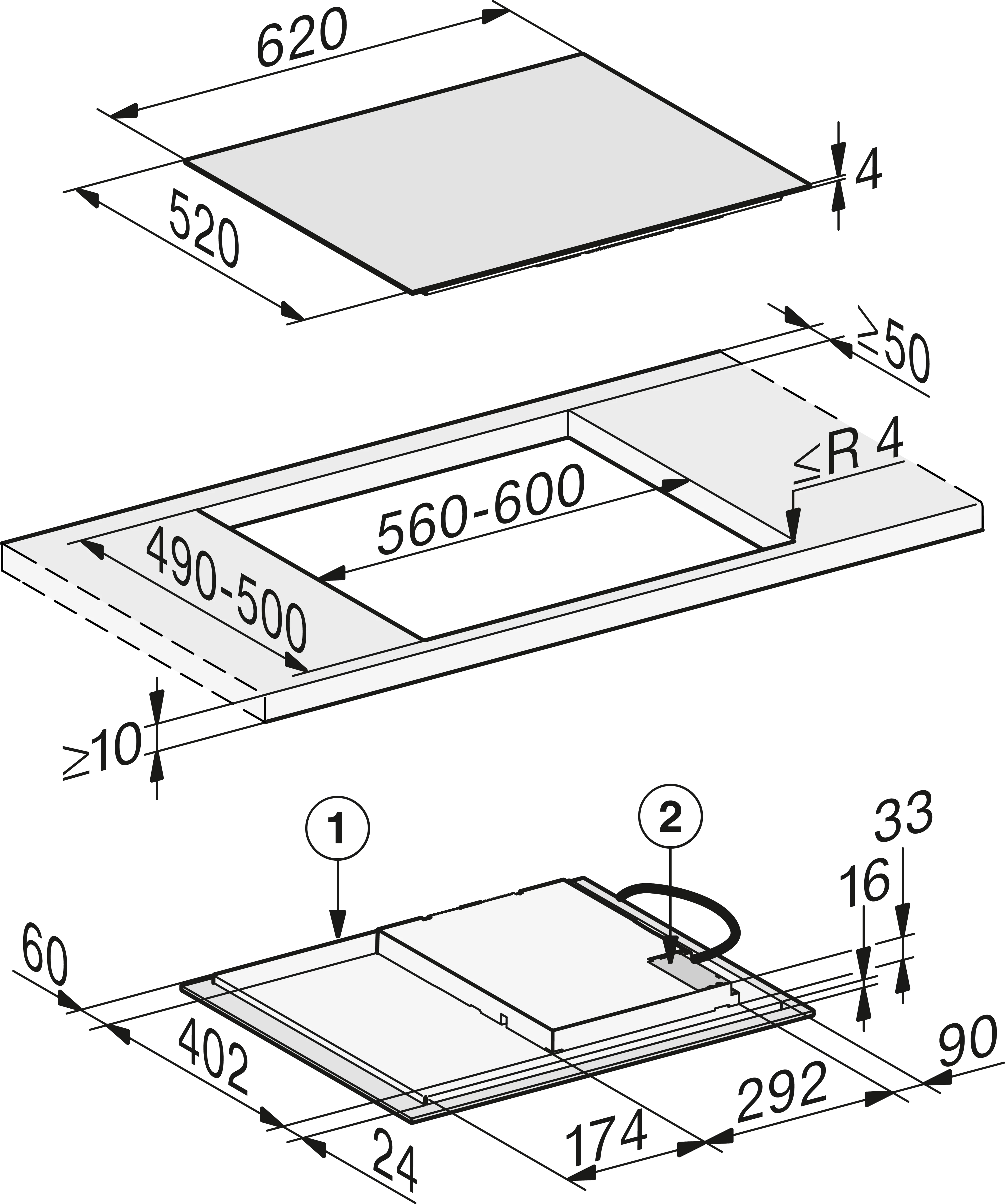 Miele KM 7363 FL Einbau-Induktionskochfeld Schwarz