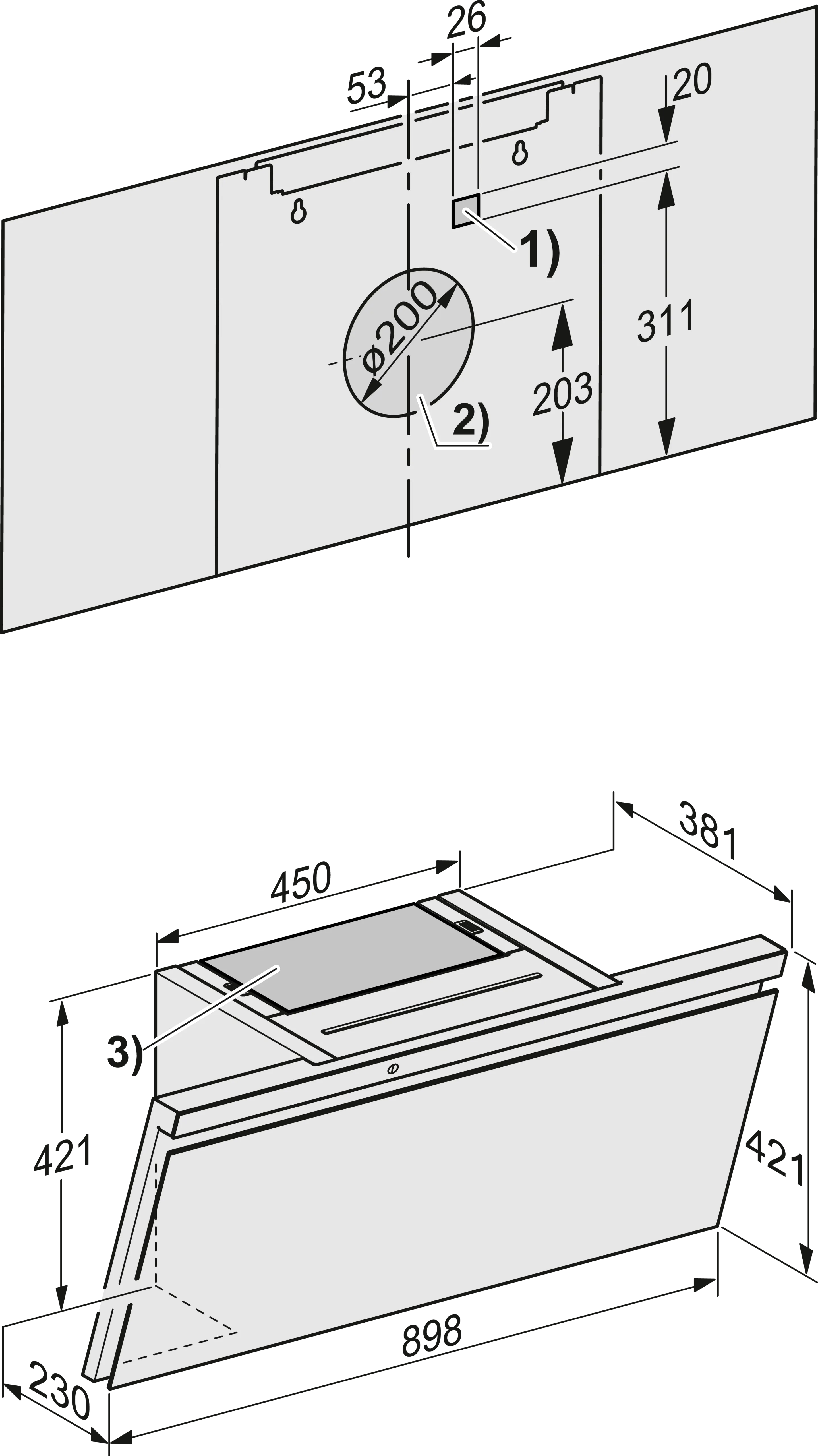 Miele DAH 4970 Sienna Wand-Dunstabzugshaube Concrete-Optic