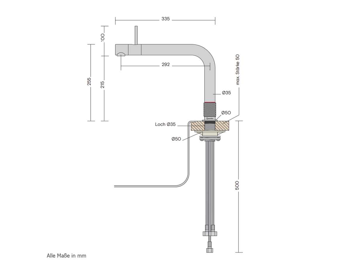 Quooker 22FRONTRVSCUBE Armatur Edelstahl