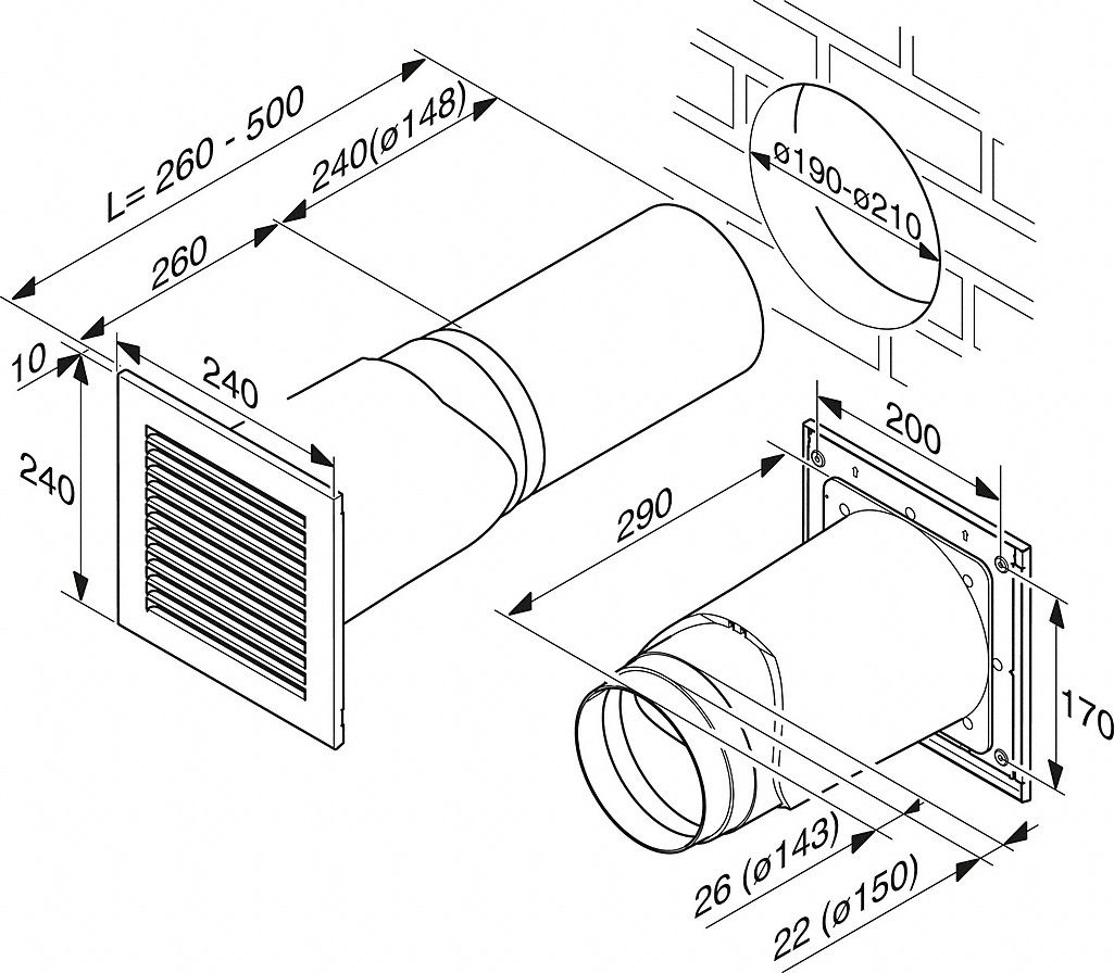 Miele DMK 150-1 Mauerkasten 