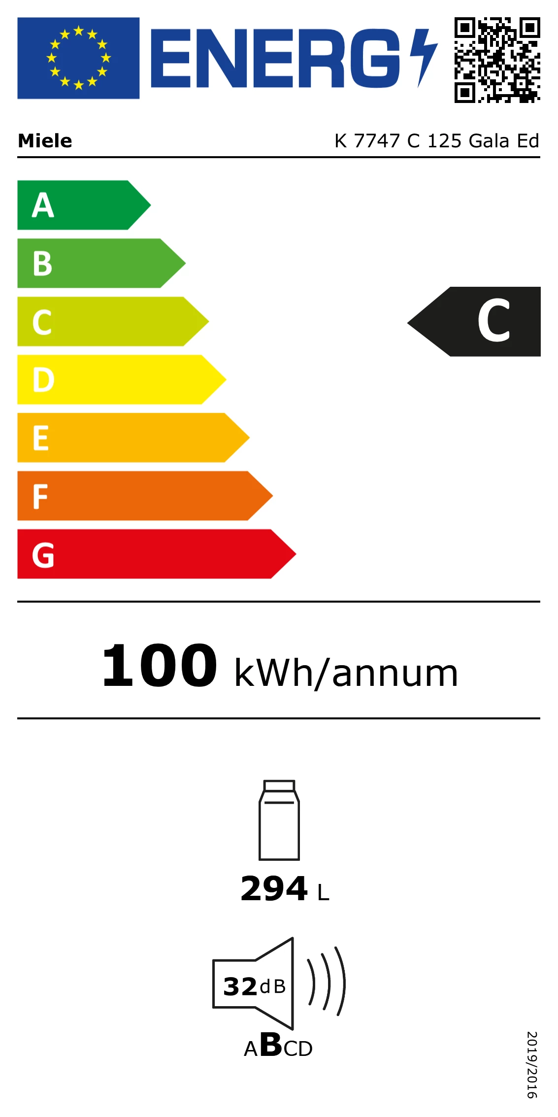 Energy Class C - Full EU energy label