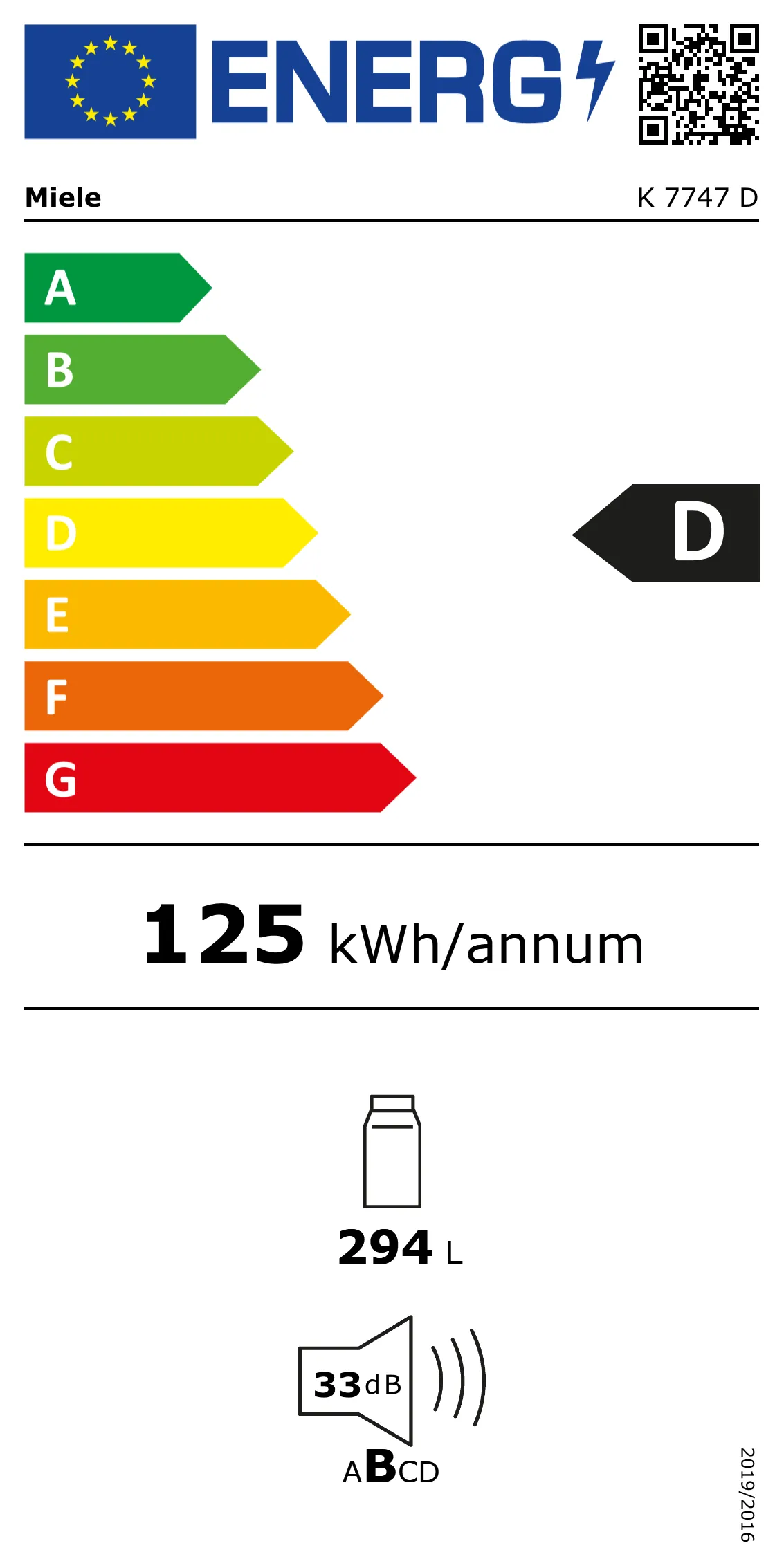 Energy Class D - Full EU energy label