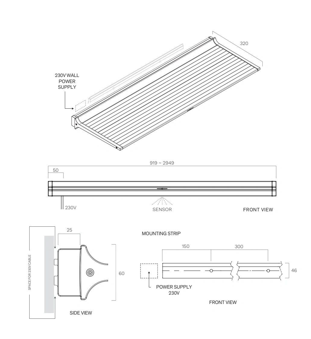 Novy Shelf 150 Beleuchtung Schwarz 70013