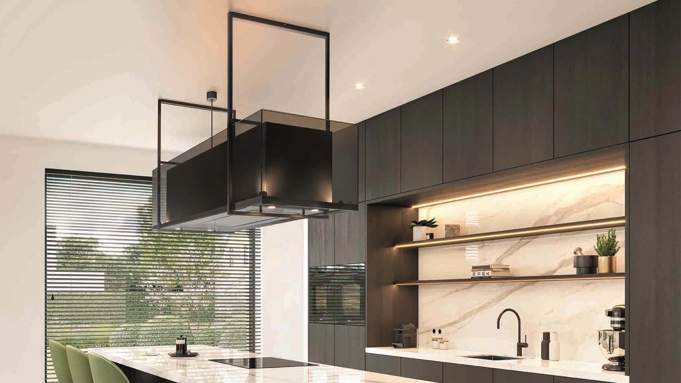 Novy Phantom schwarze novy phantom inselhaube über einer kochinsel