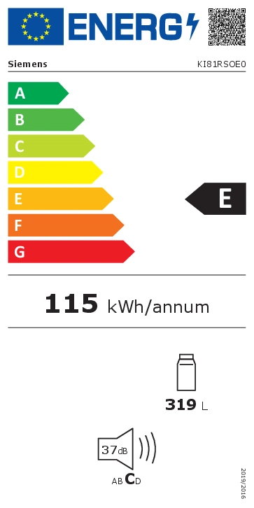 Energy Class E - Full EU energy label