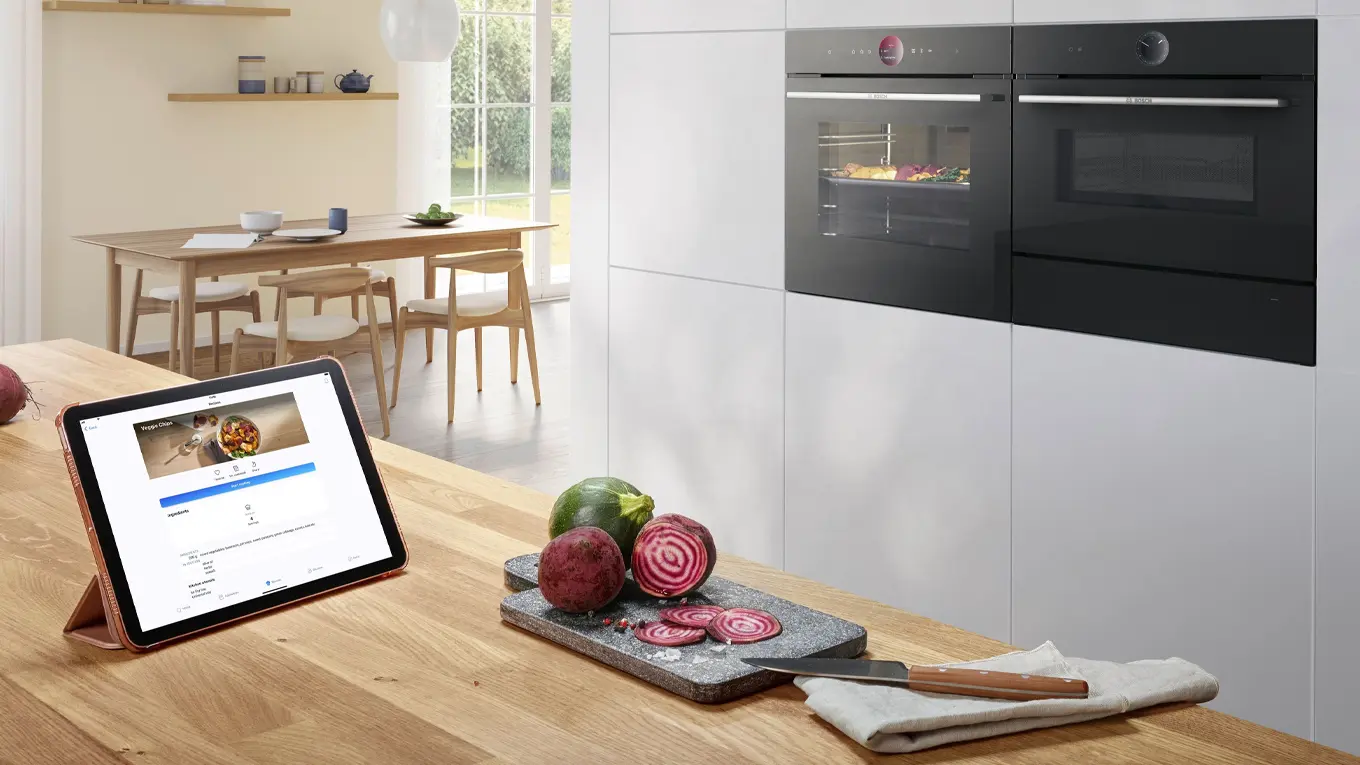 bosch home connect auf dem tablet mit rezepten