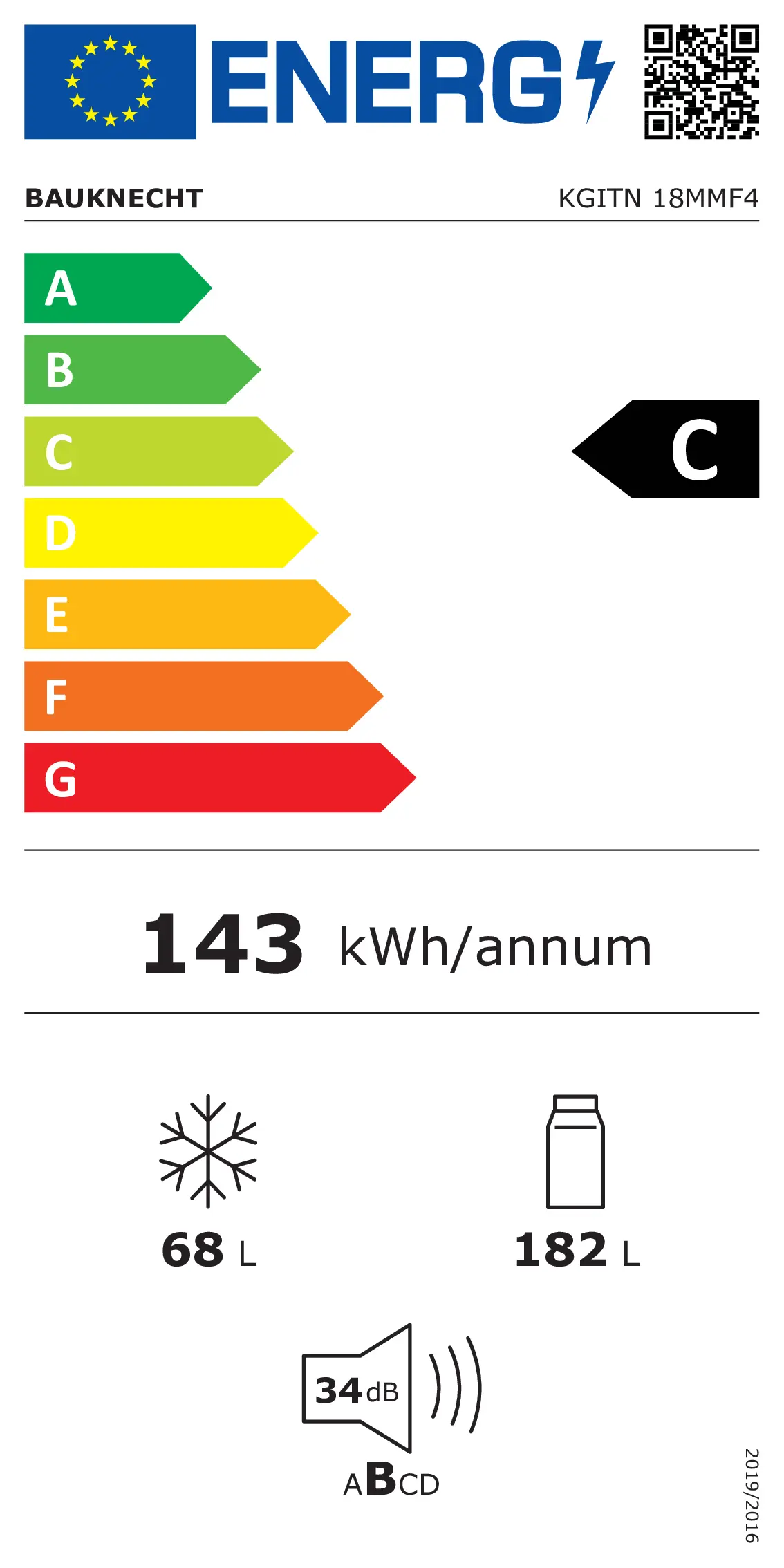 Energy Class C - Full EU energy label