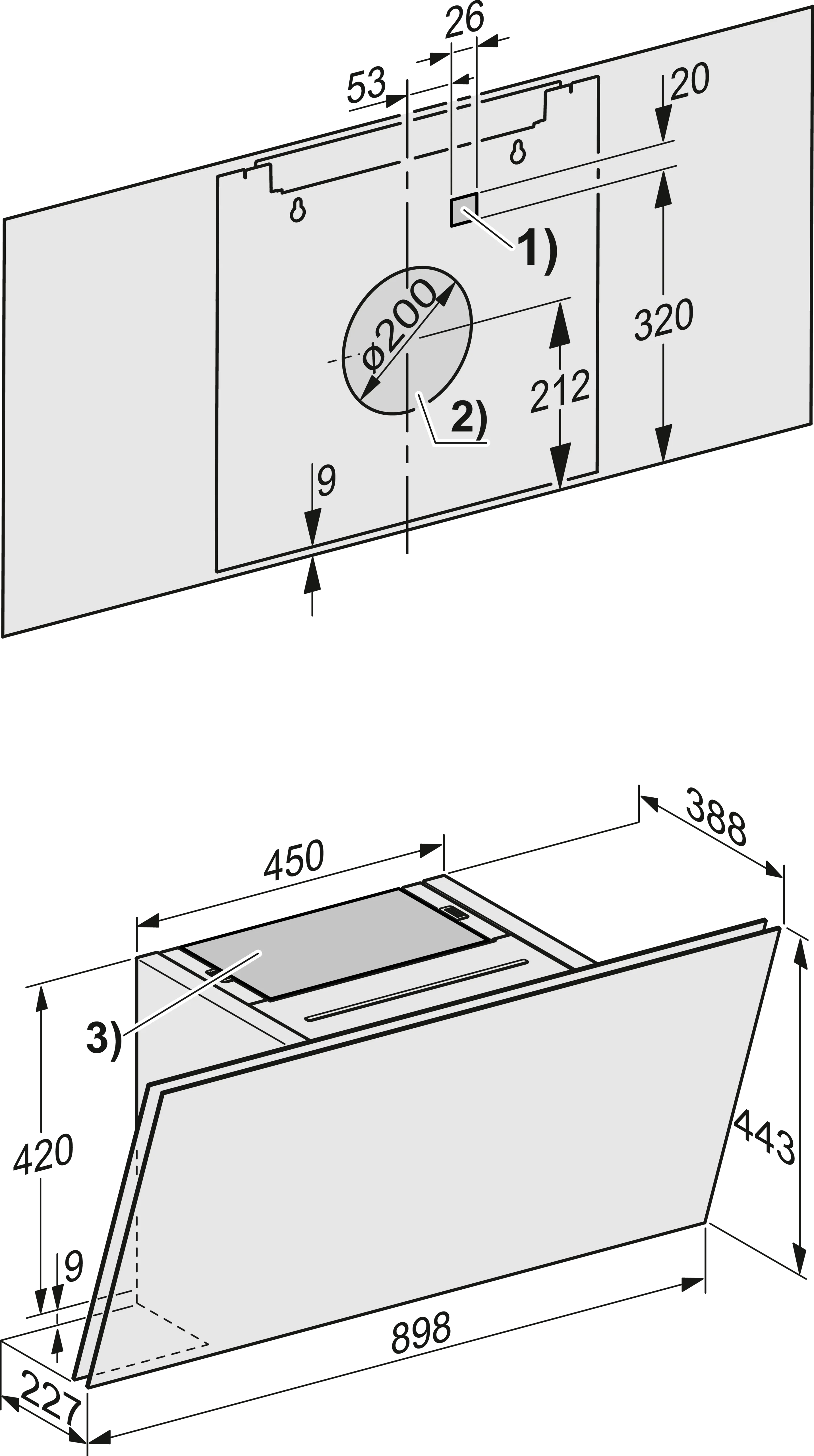 Miele DAH 2960 Escala Wand-Dunstabzugshaube Obsidianschwarz