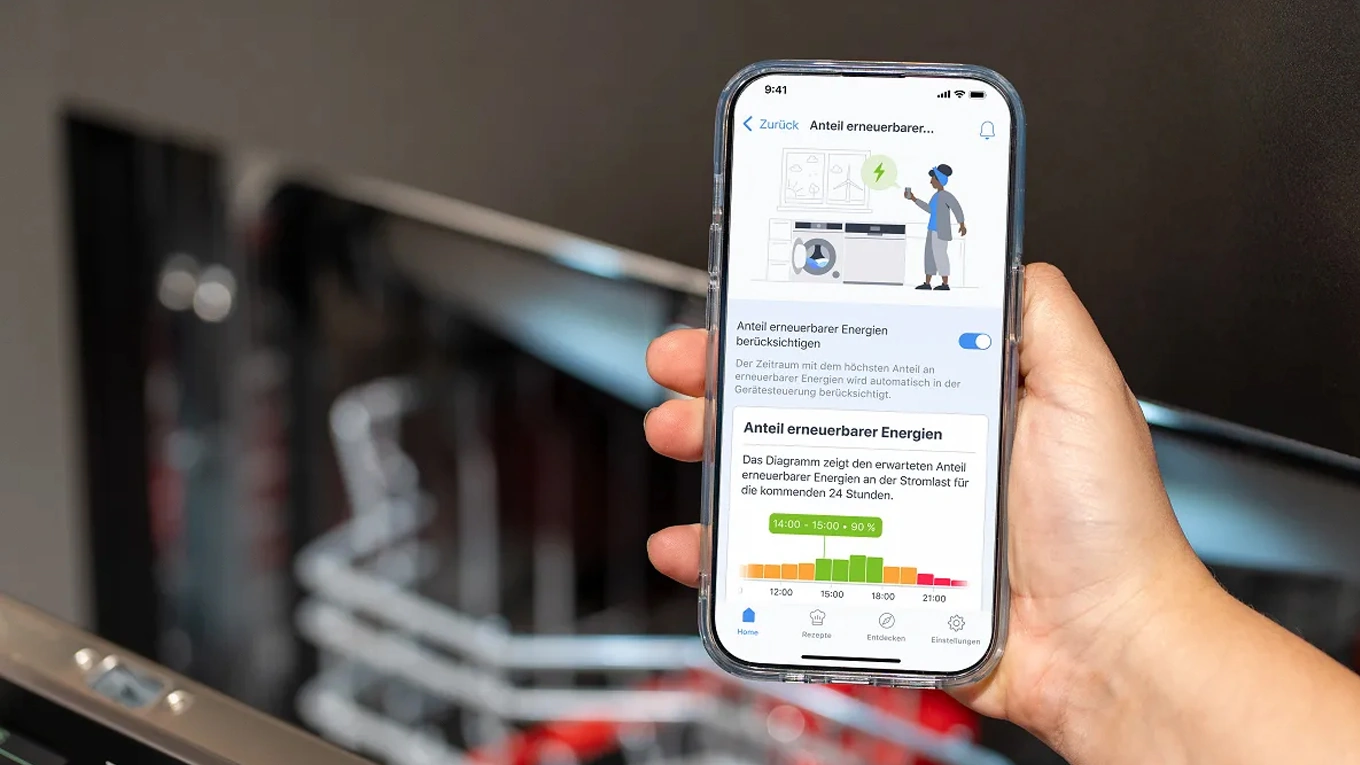 Bosch Smart Smartphone mit Bosch App und Verbrauch vom Geschirrspüler