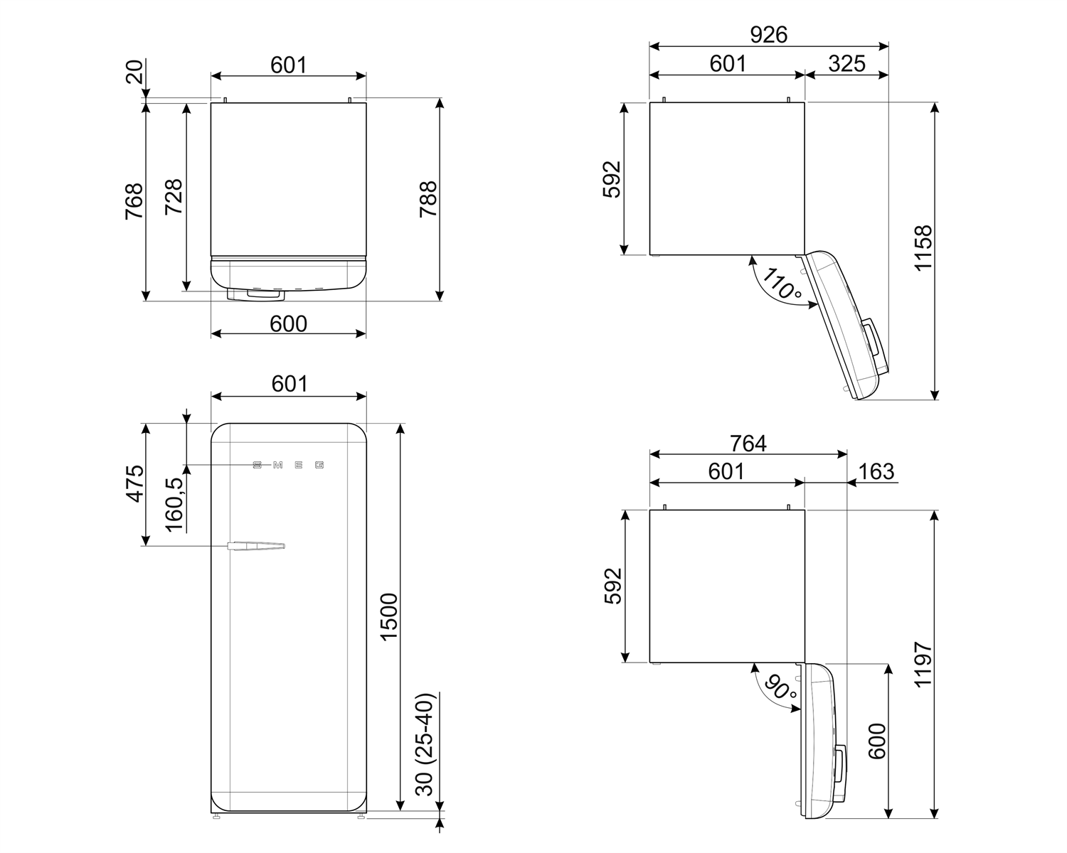 Smeg FAB28RSV5 Stand-Kühlschrank Silber