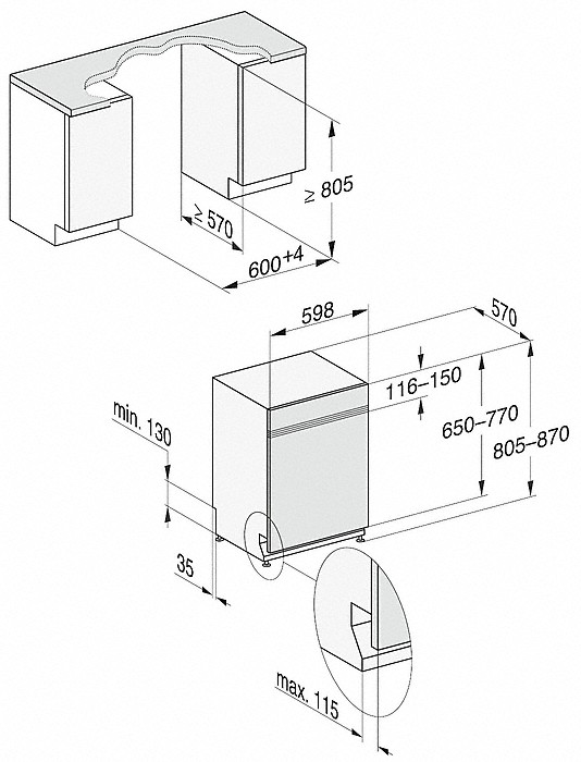 Miele G 7223 SCi Teilintegrierter Geschirrspüler Edelstahl