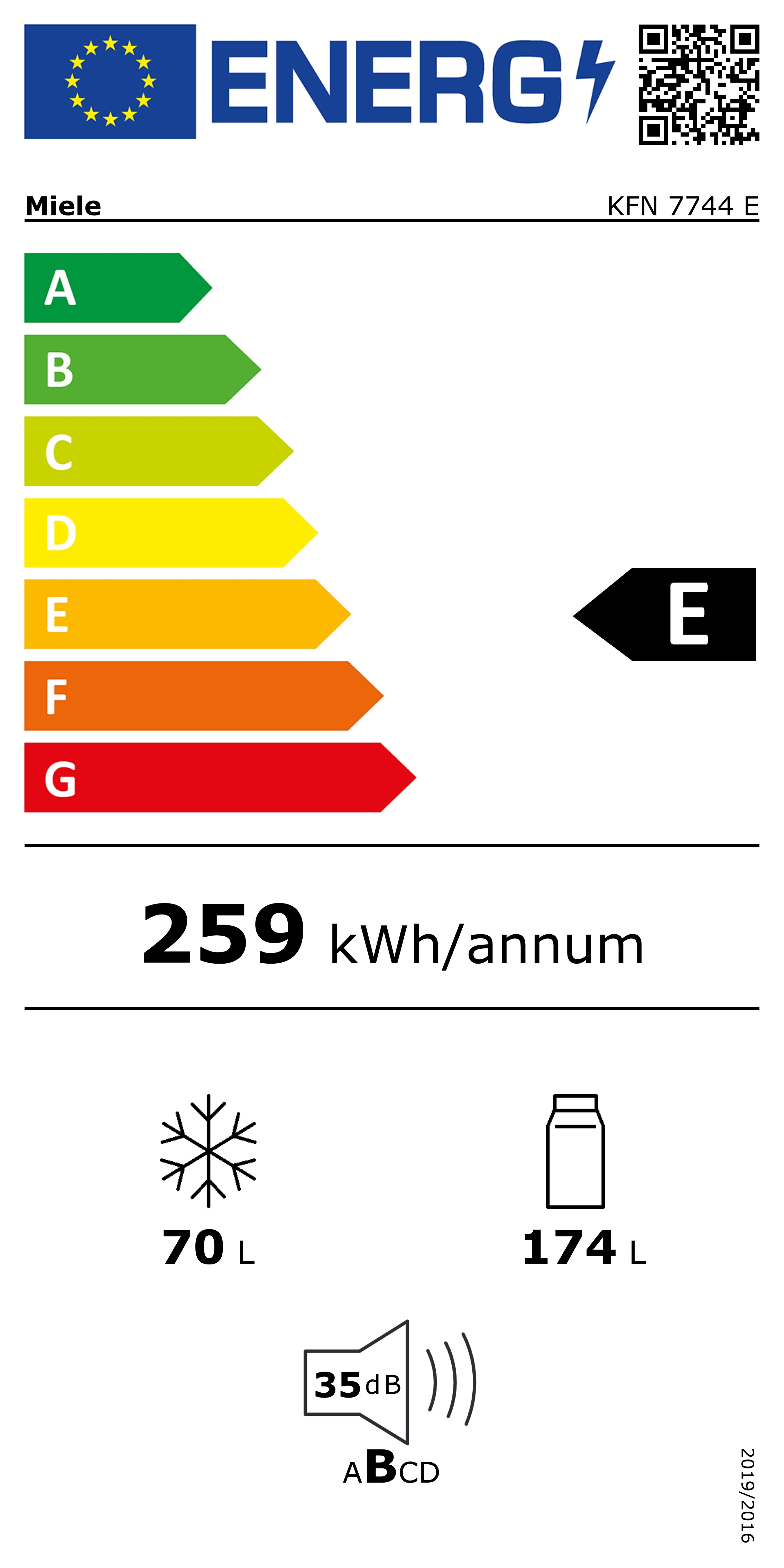 Energy Class E - Full EU energy label