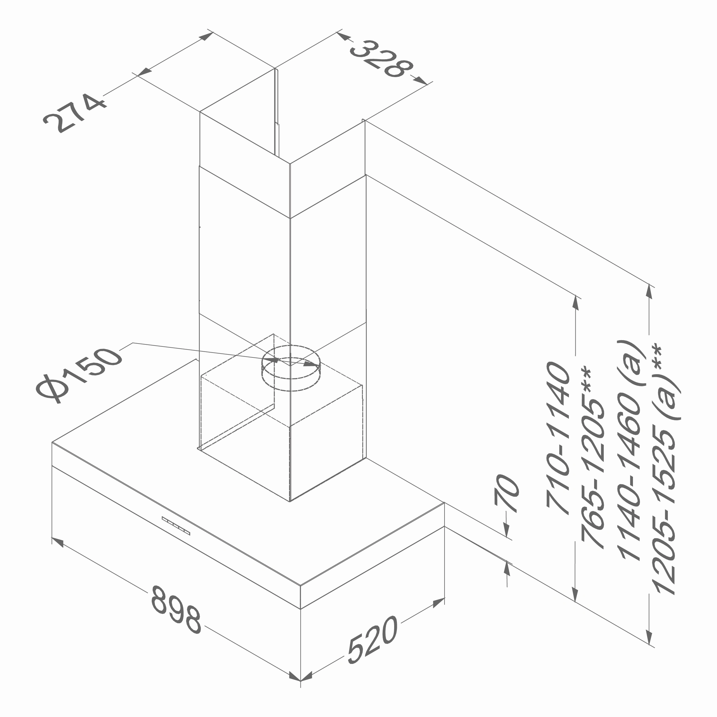 Novy Salsa 6510 Wandhaube Edelstahl
