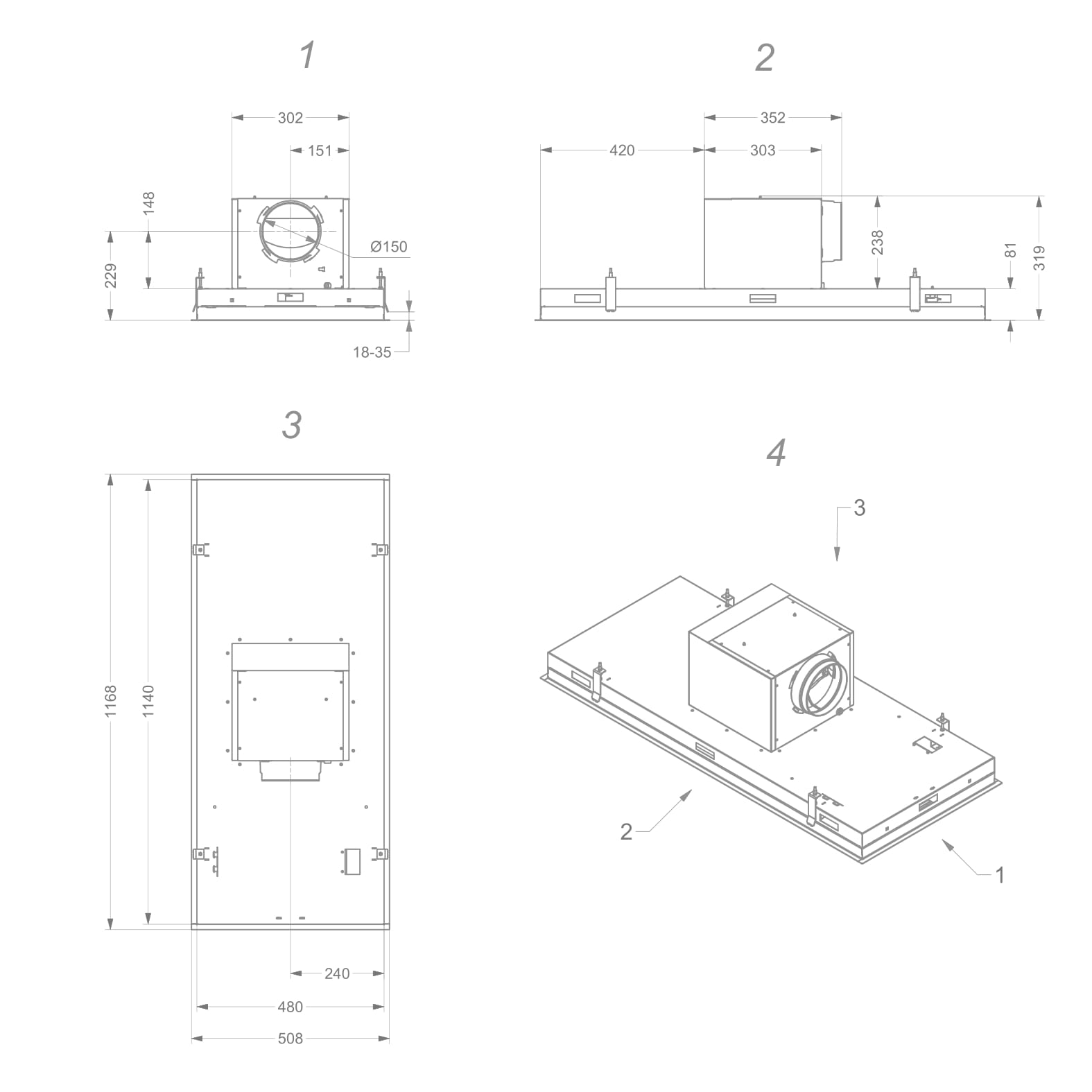 Novy Pureline  6844 Deckenhaube Weiß