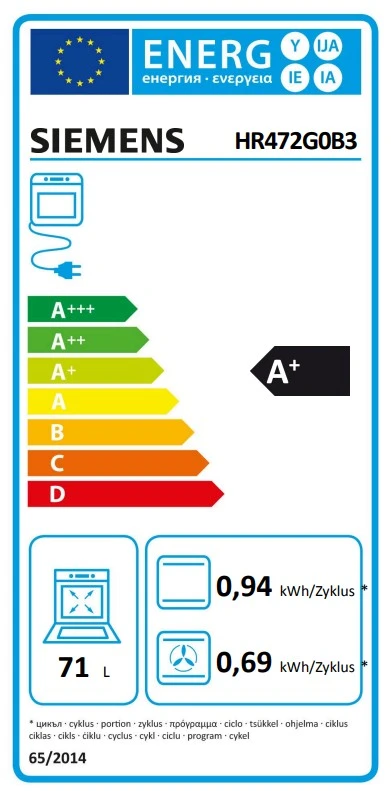 Energy Class A+ - Full EU energy label