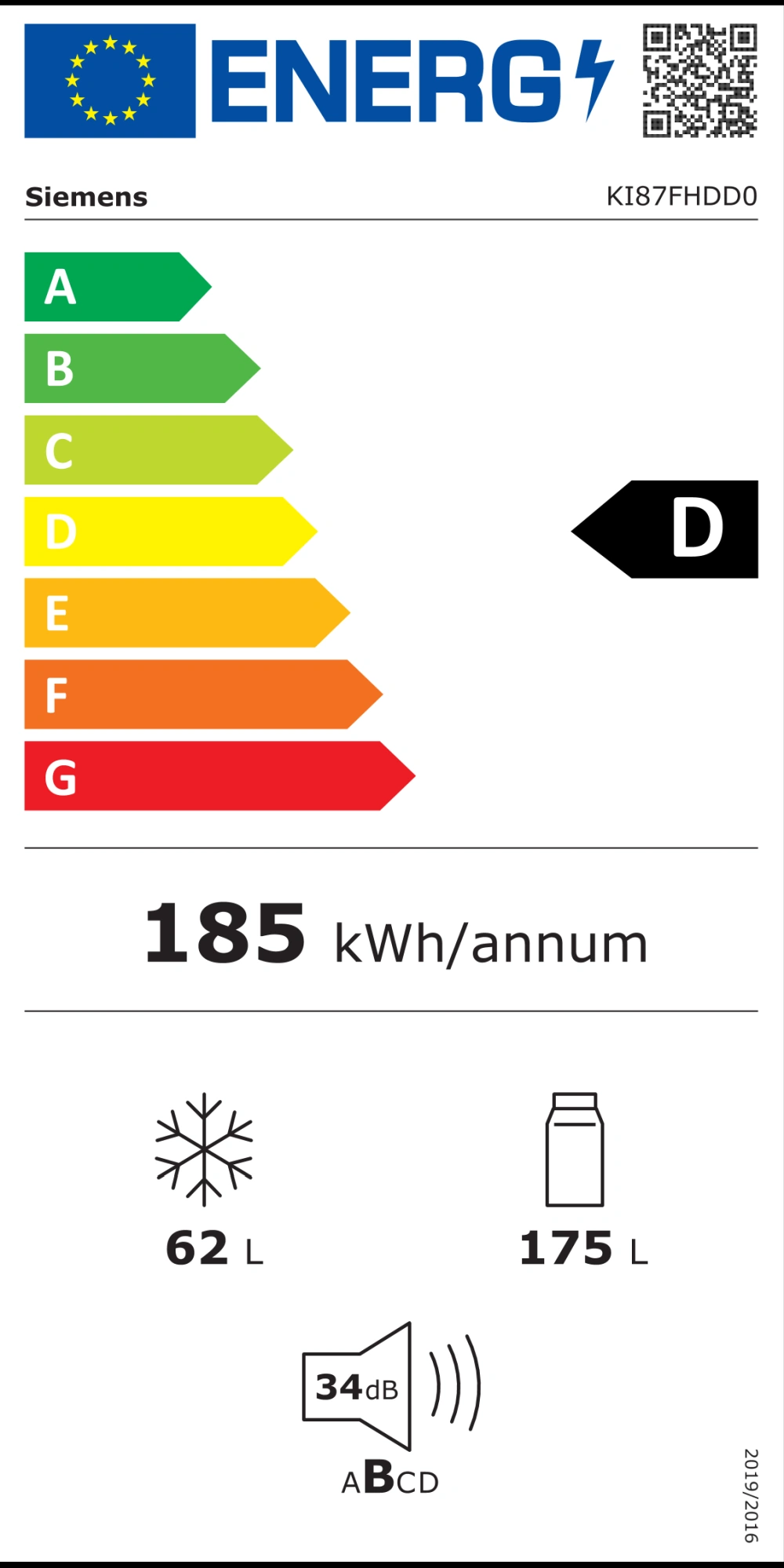 Energieklasse D - Vollständiges EU-Energielabel