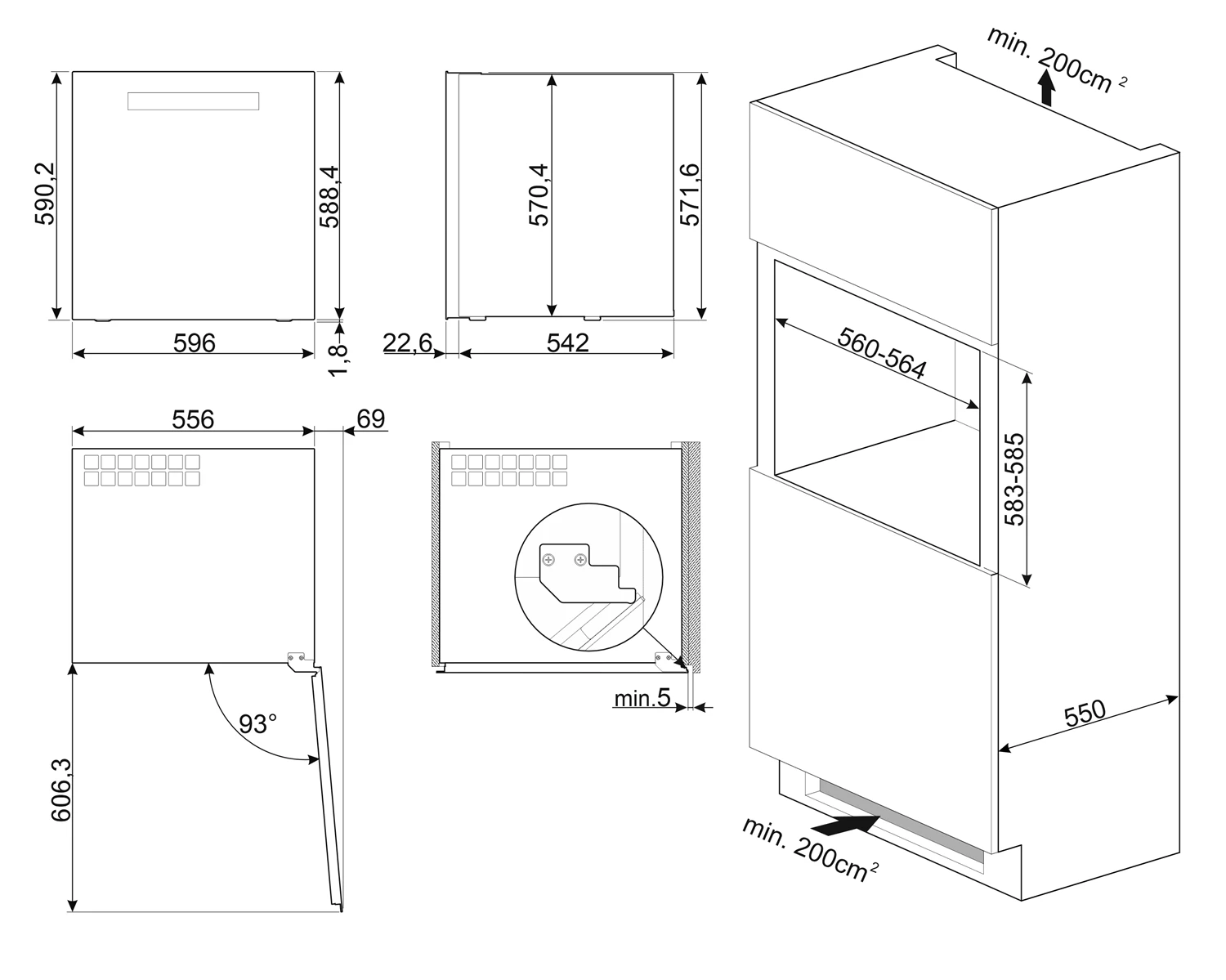 Smeg CVI129B3 Einbau-Weintemperierschrank Schwarz