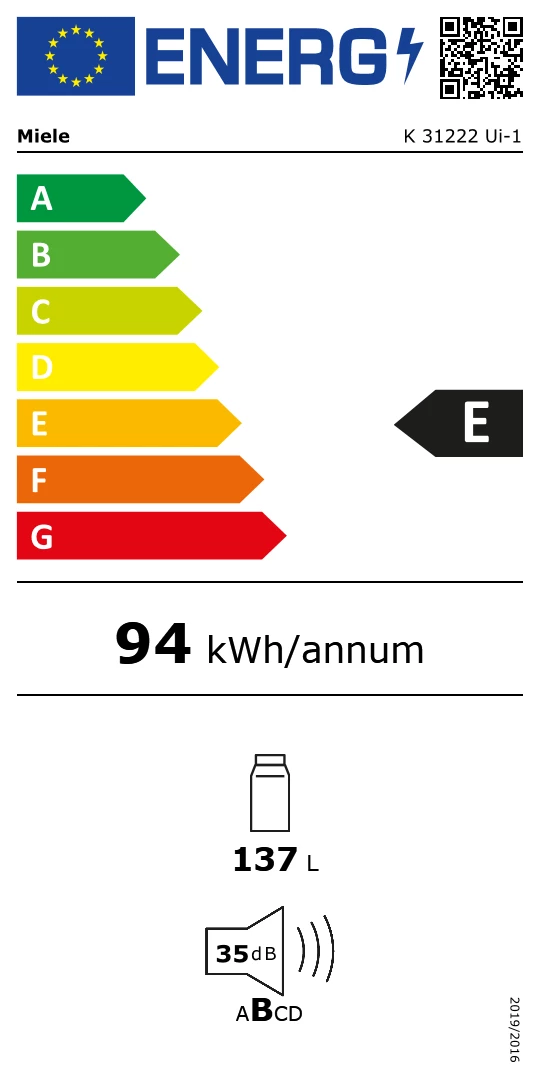 Energy Class E - Full EU energy label