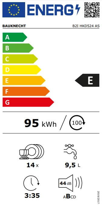 Energieklasse E - Vollständiges EU-Energielabel