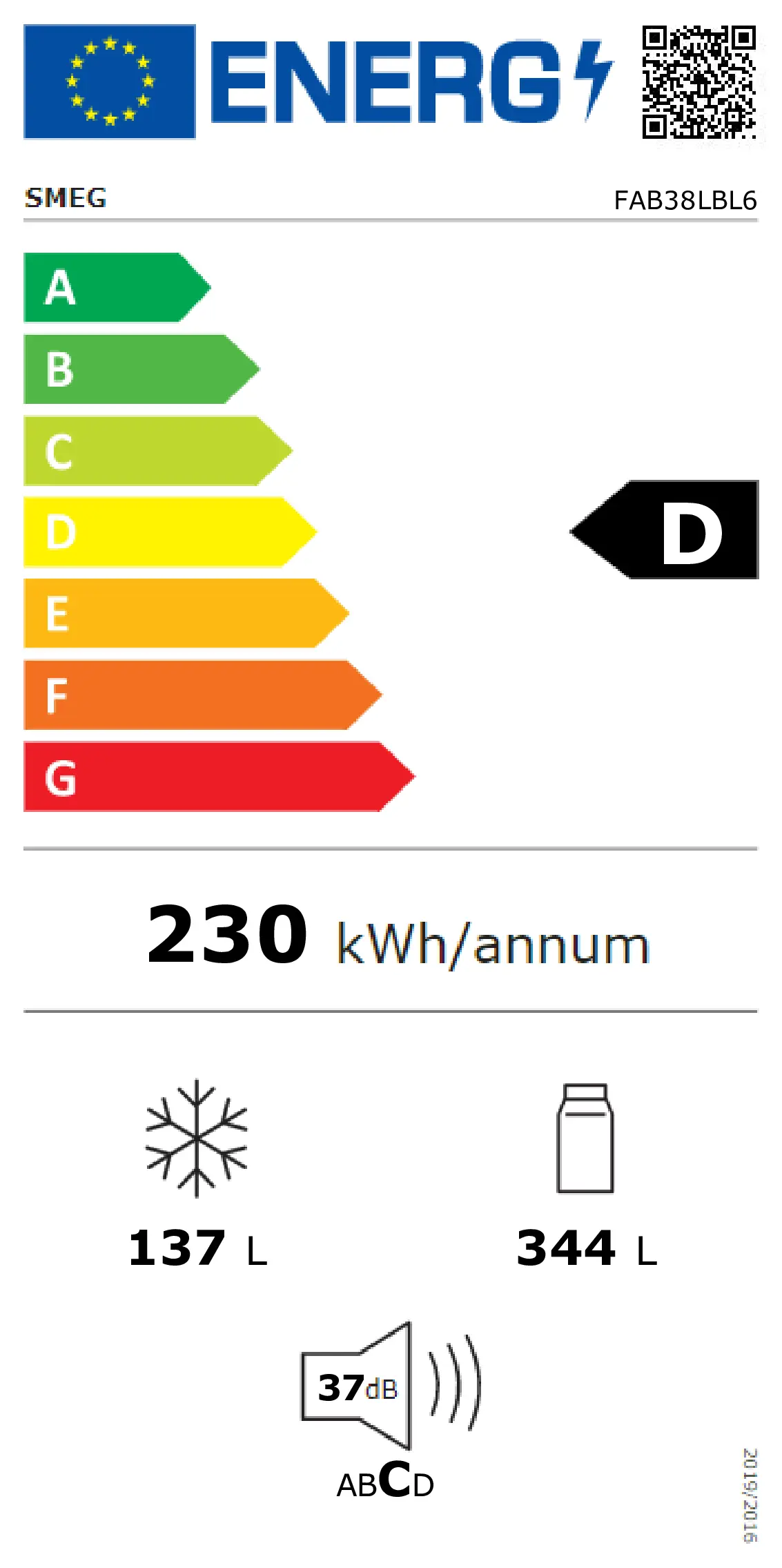 Energieklasse D - Vollständiges EU-Energielabel