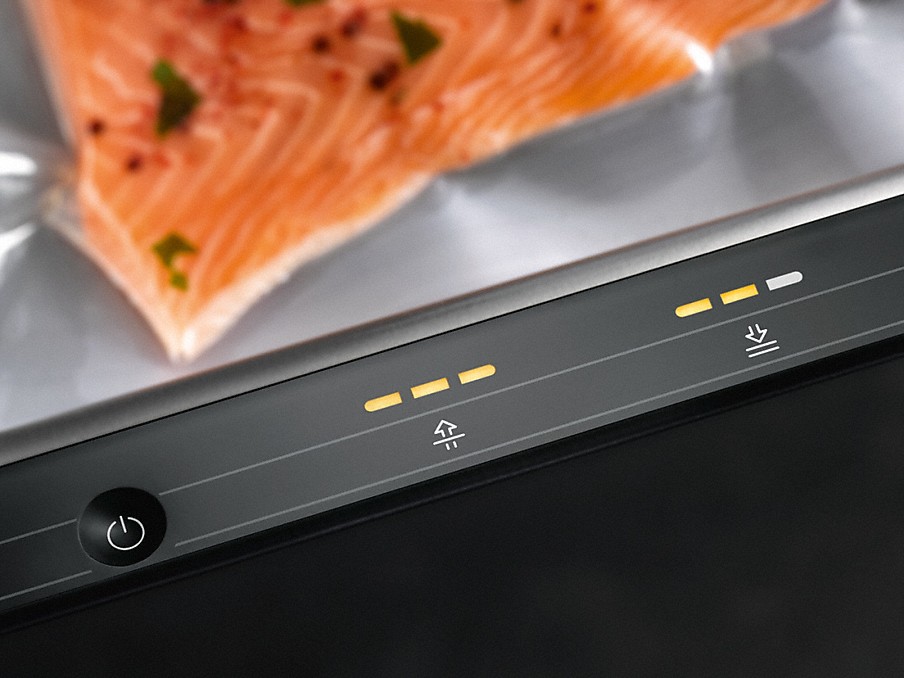 Miele Vakuumieren mit variabler Verschweißdauer bedienleiste an der vakuumierschublade von miele