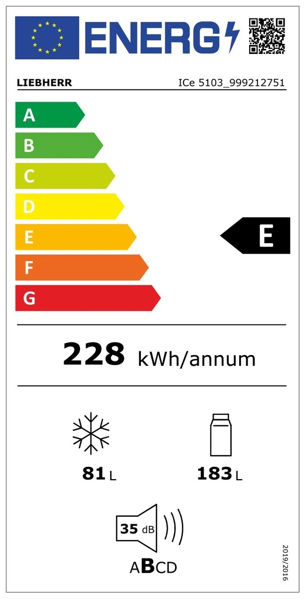 Energieklasse E - Vollständiges EU-Energielabel