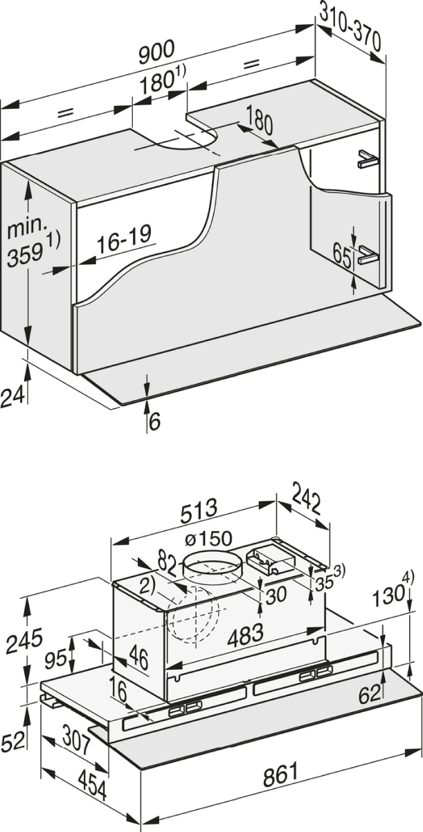 Miele DAS 4940 Flachpaneelhaube Transparent Glas